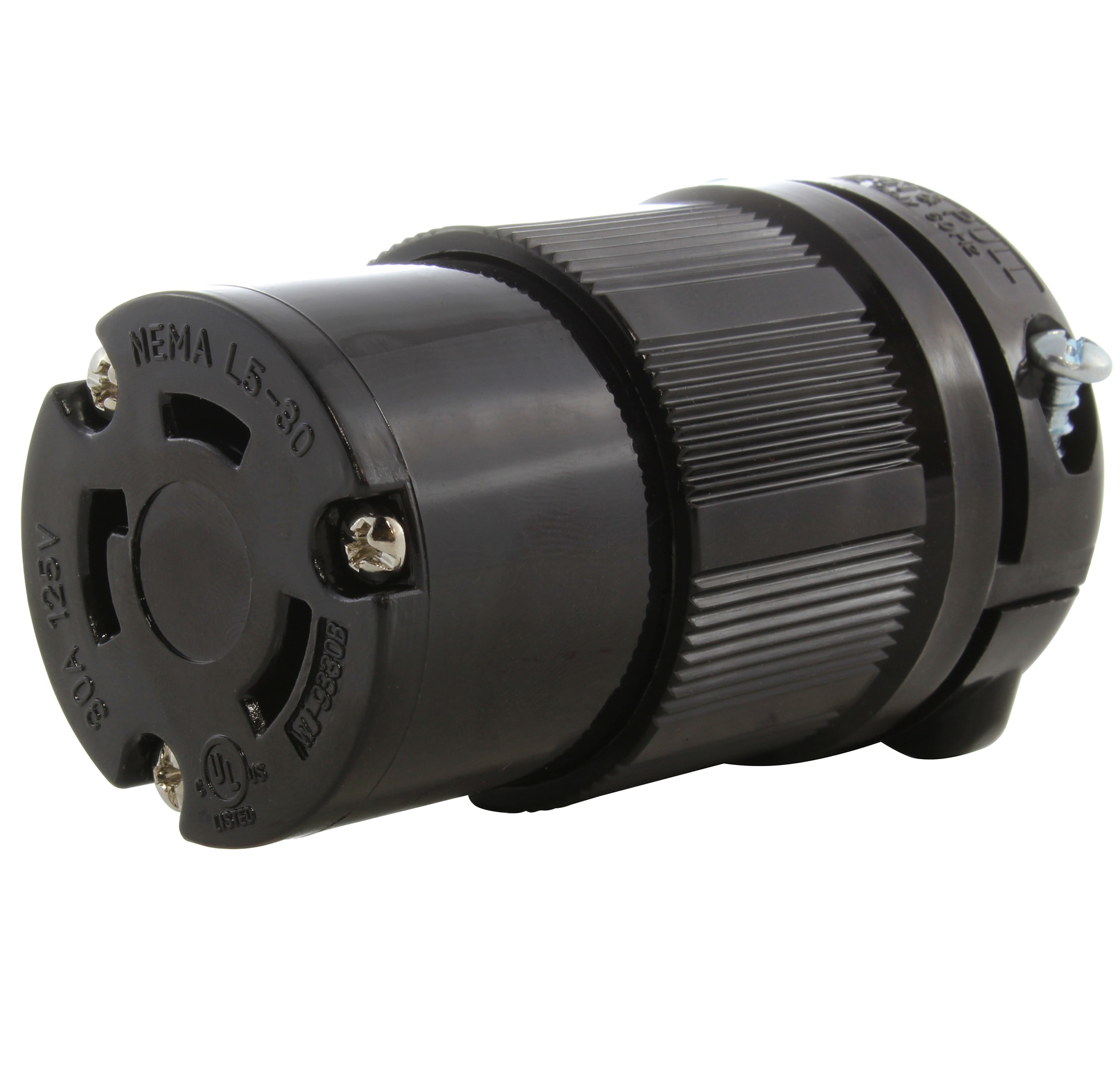 AC WORKS ASL530R-BK AC Connectors 30-Amp 125-Volt NEMA L5-30r 3-wire Grounding Light-duty Locking Connector, Black