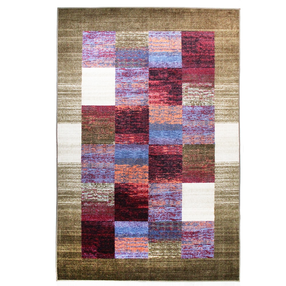 Superior 8X10RUG-LOCKWOOD-SG 8 x 10 (ft) Nylon Brown-Burgundy Rectangular Indoor Floral/Botanical Rustic Area rug