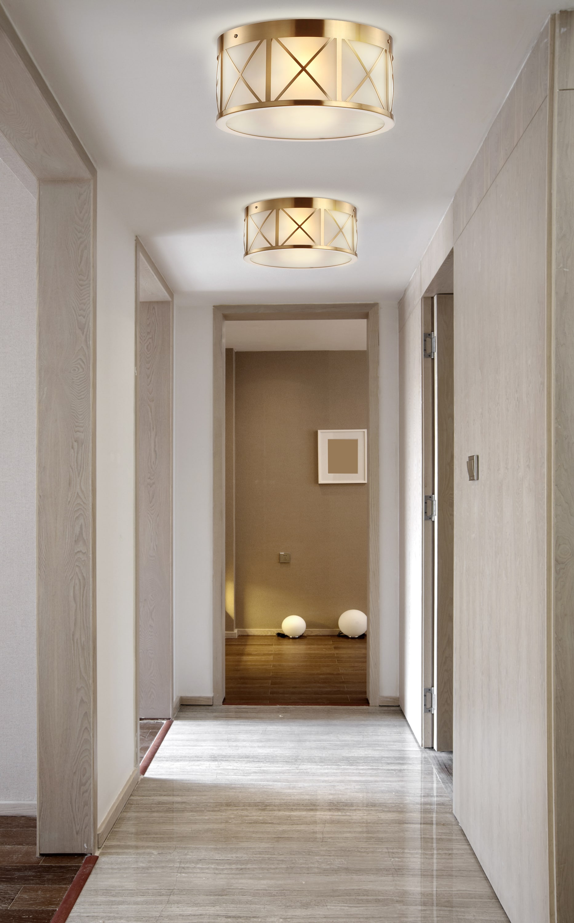 Cadence 13" Brass Gold Modern Drum Flush Mount with LED