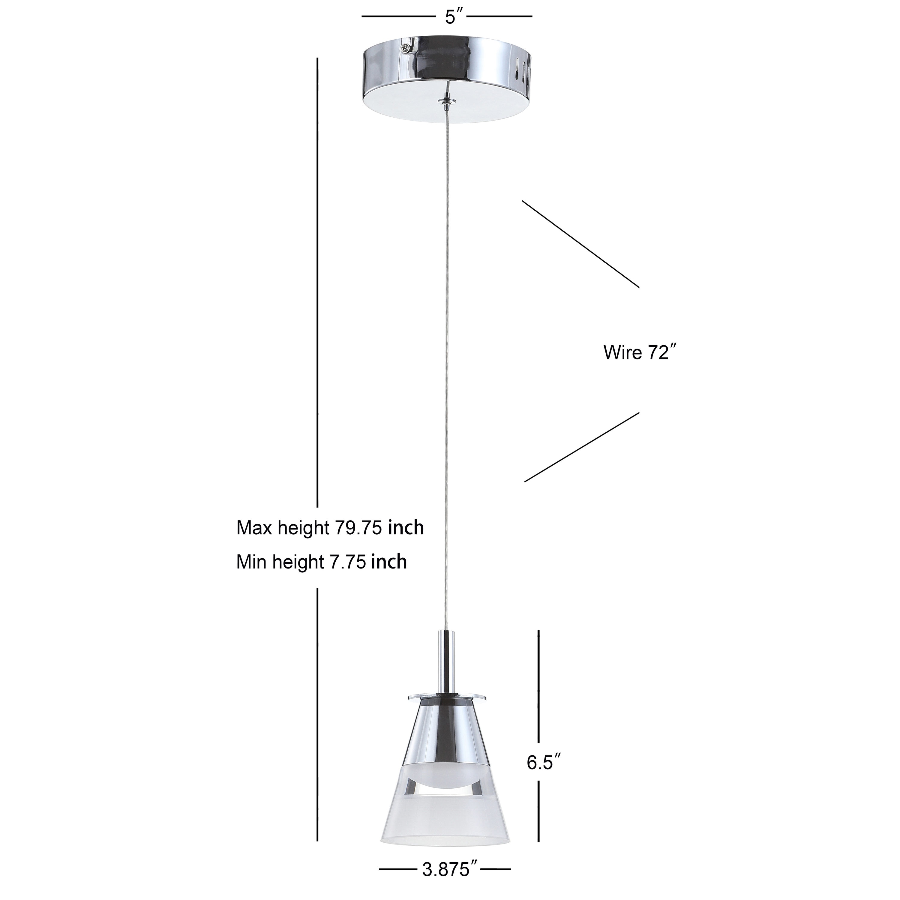 Alain 5" Chrome Polished Adjustable LED Pendant Light