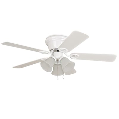 Craftmade Wyman 42 In White Indoor Flush Mount Ceiling Fan With Light 5 Blade The Fans Department At Com - Rustic Ceiling Fans With Lights Menards