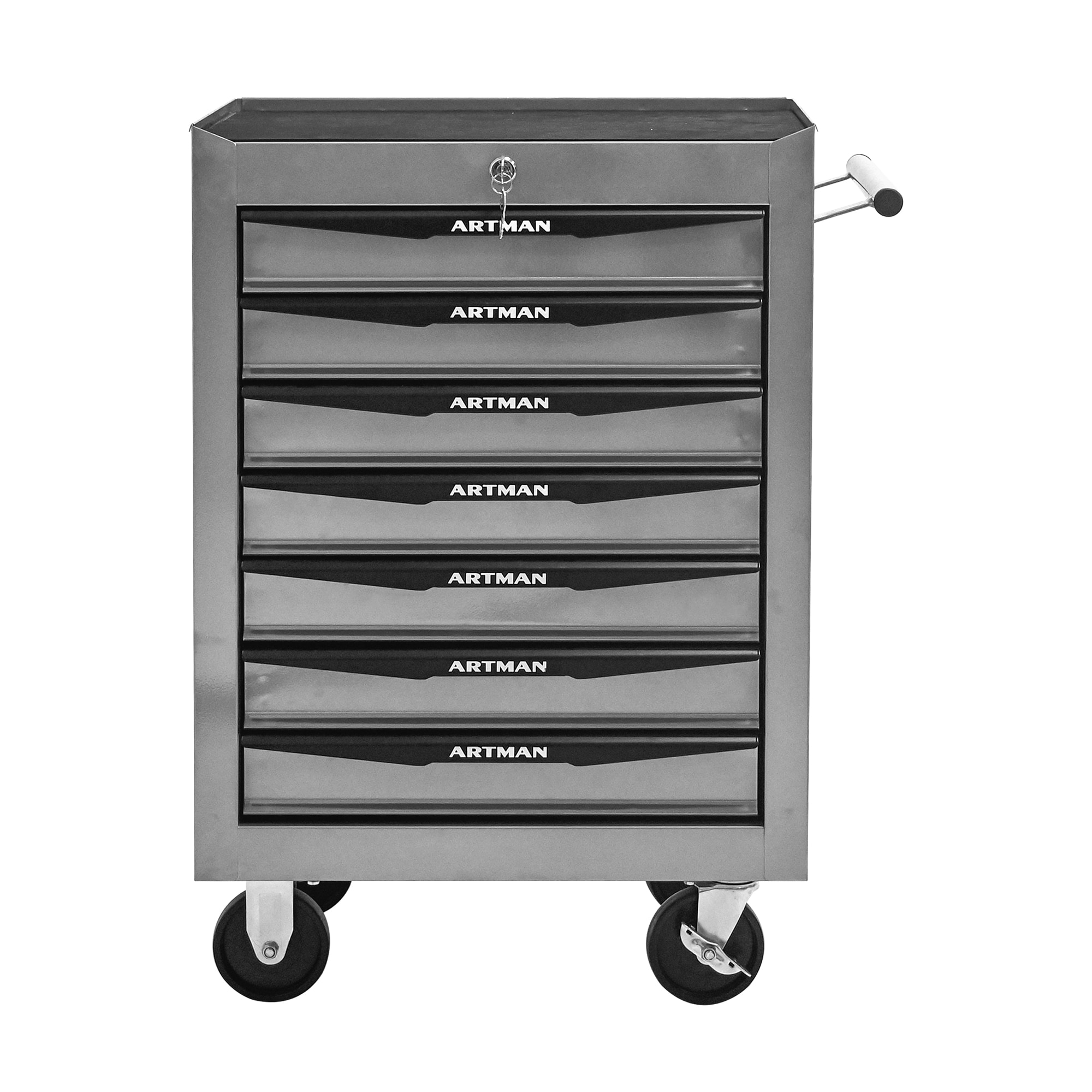 LOVMOR 20 inch 7 Drawer Ball Bearing Slide Tool Chest Lockable Tool Storage Organizer with Locking Wheels Steel Silver Heavy #SF-W-W1102P387970
