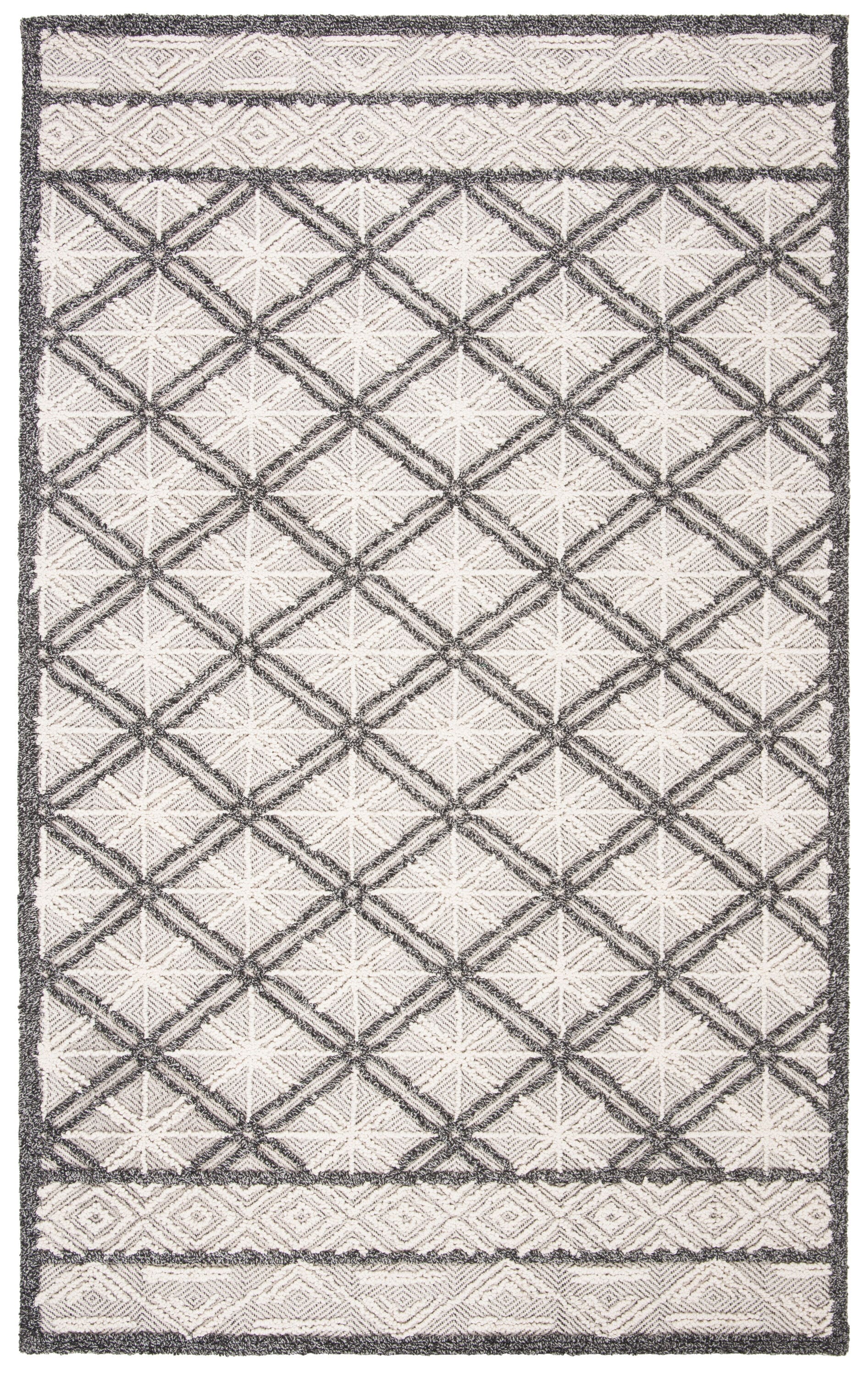Gray and Beige Hand-Tufted Wool and Viscose 4' x 6' Area Rug
