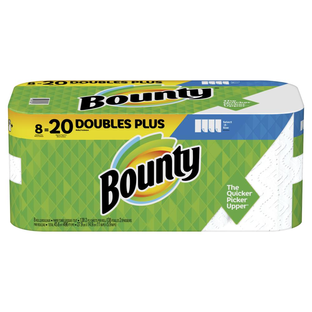 Bounty Select-A-Size Paper Towels, White, 2 Double Plus Rolls = 5