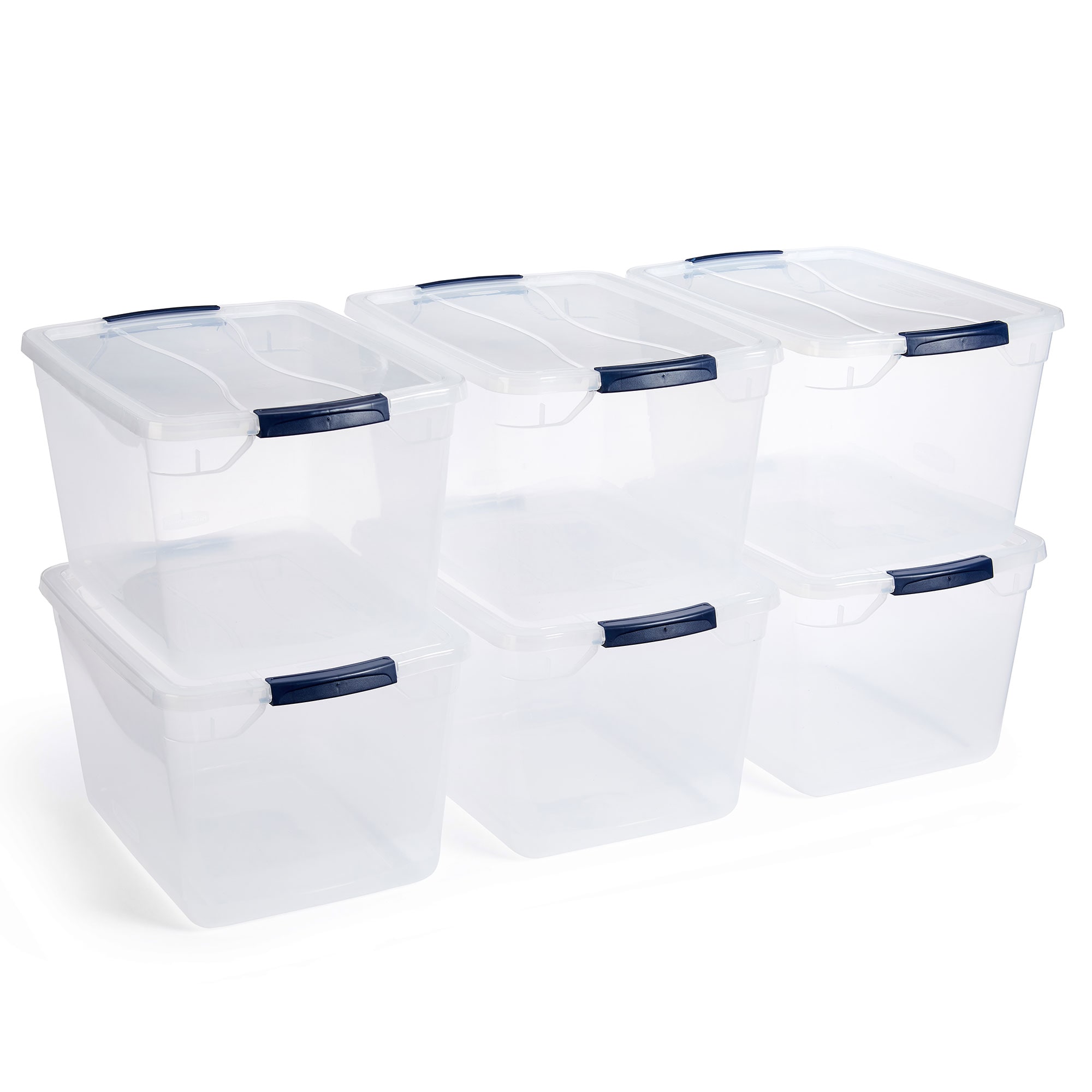 Rubbermaid  Cleverstore 32 Quart Plastic Storage Tote Container with Lid (6 Pack)