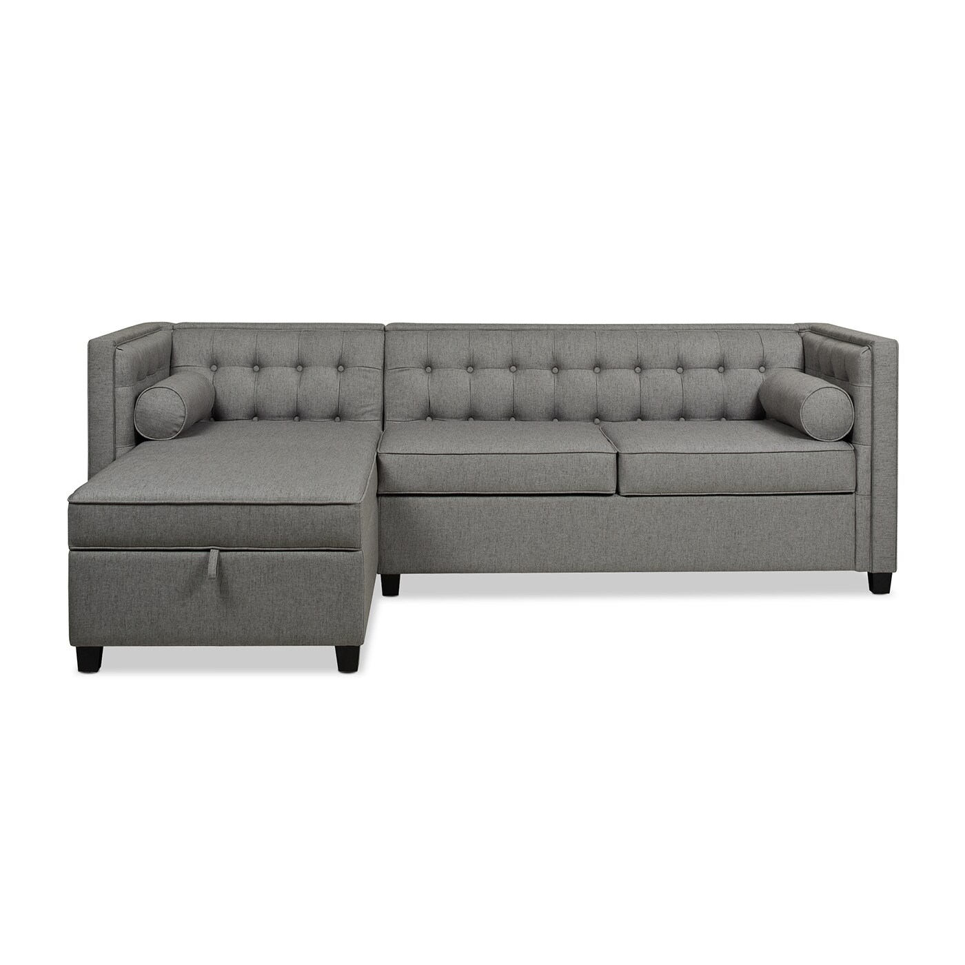 Iconic Home Lorenzo Left Facing Sectional Sofa PU Leather Grey