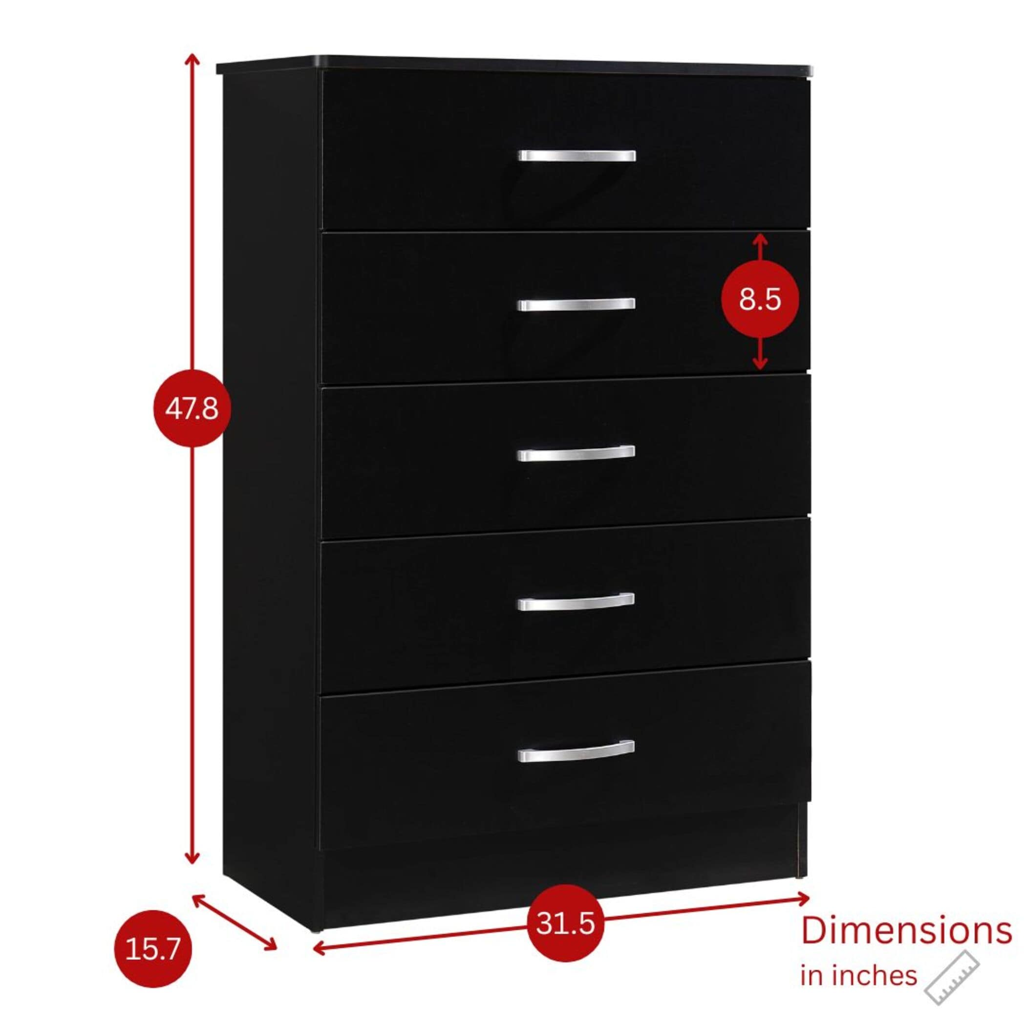 Black 5-Drawer Dressers at Lowes.com