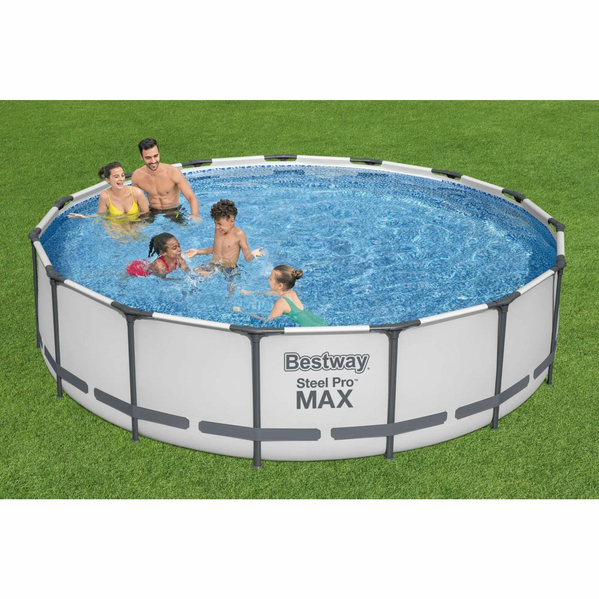 Bestway 15ft x 15ft x 42in Metal Frame Round AboveGround Pool with Filter Pump,Ground Cloth