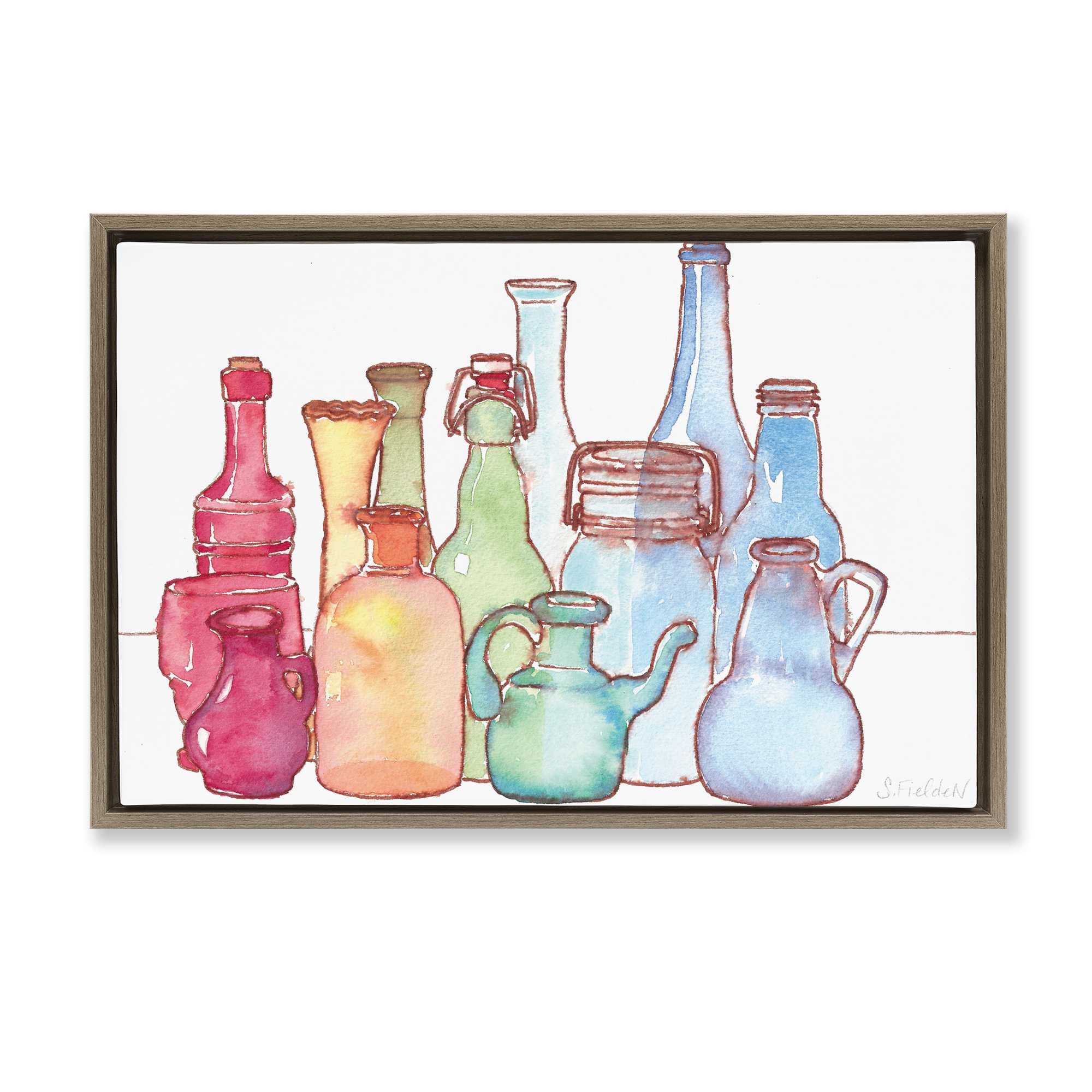 Stupell Industries BS-579-FFE-20X30 Colorful Vases Collection Floating Frame design by Stephanie Fielden