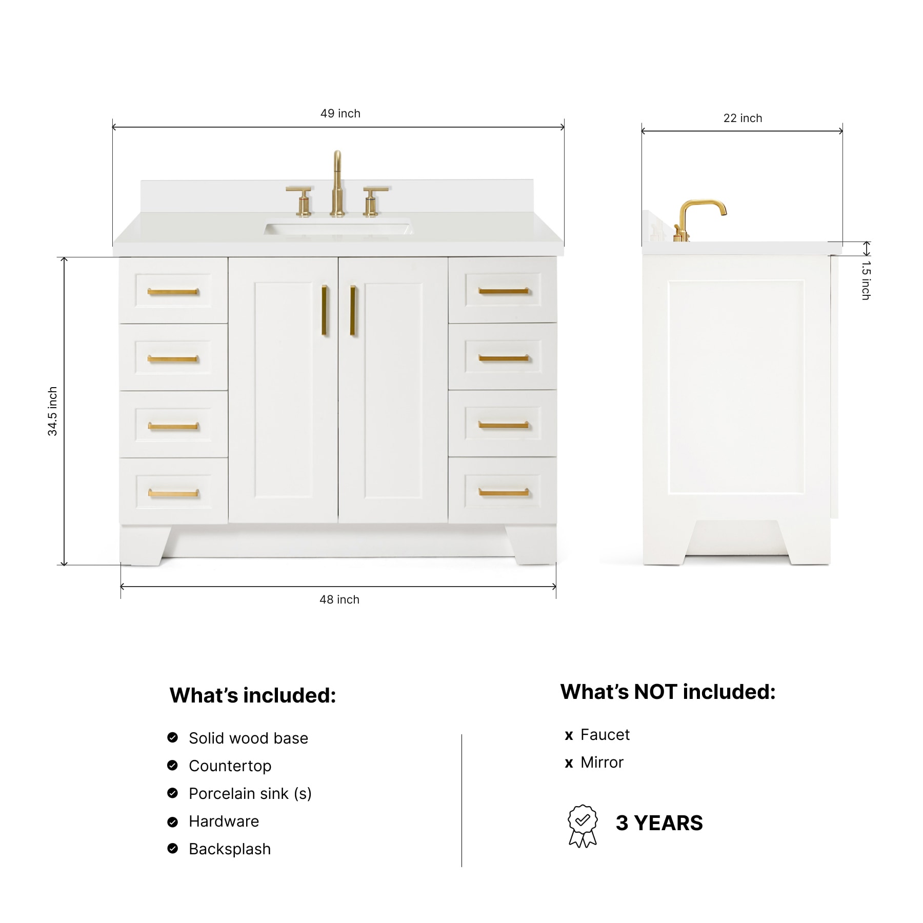 ARIEL Q049SWQRVOWHT Bath-Vanity-Combo - View #3
