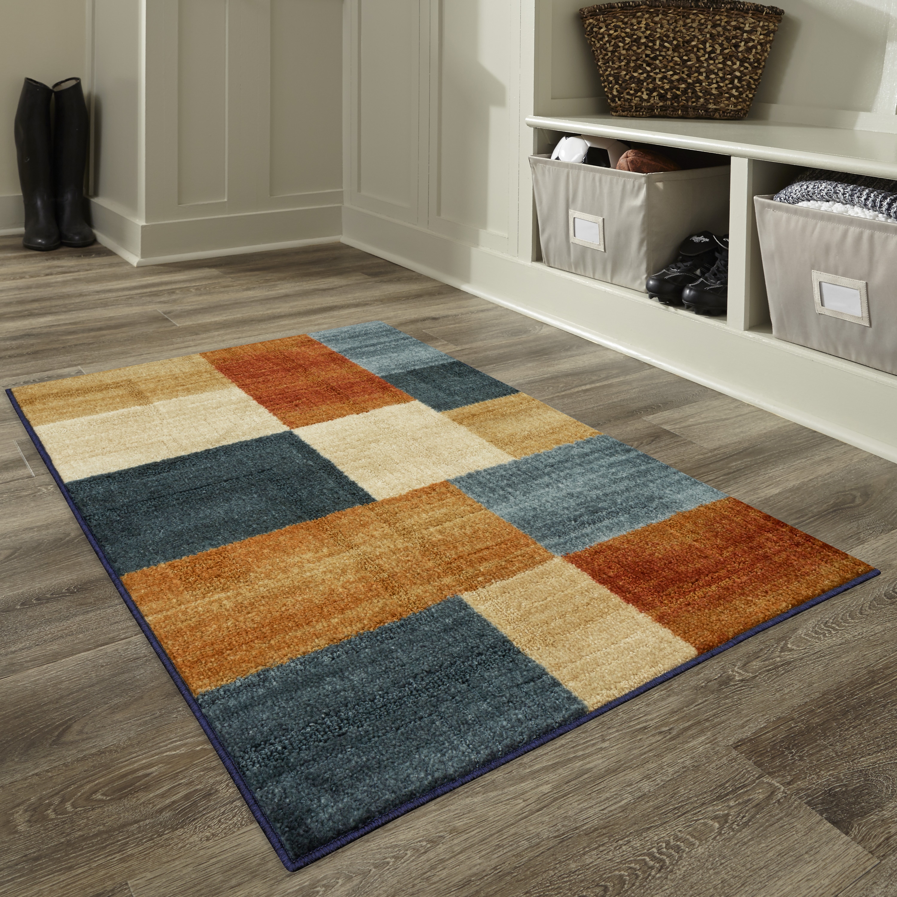 Durable Area Rug With Carpet Stickers, Non-slip Anti-drill Rug Pad