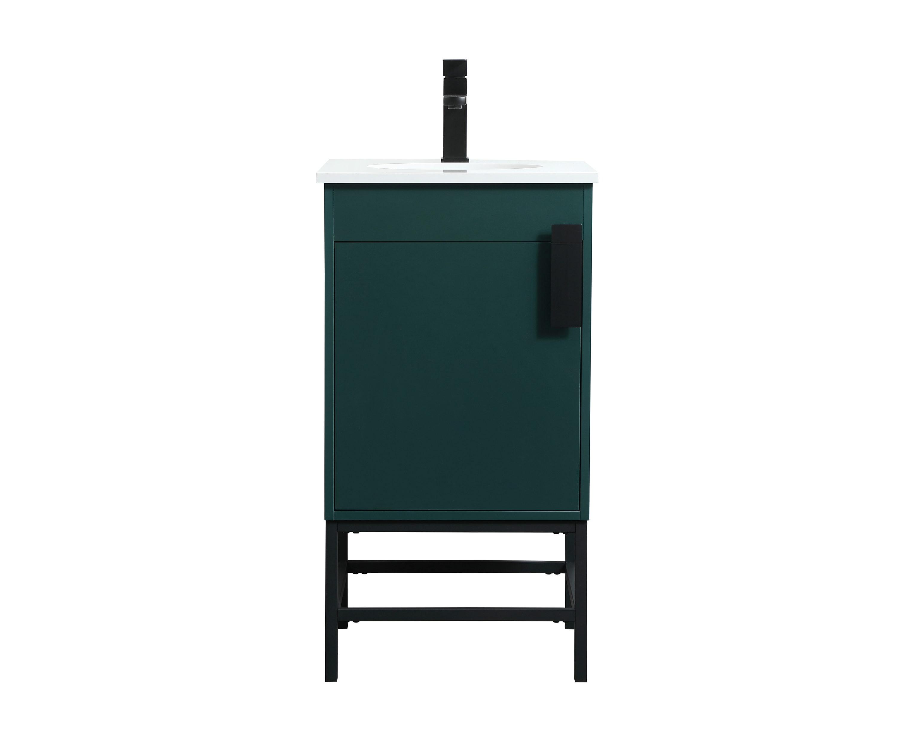 Elegant Decor HF146454MGN Home Furnishing 18-in Green Undermount Single sink Bathroom Vanity with Ivory White Engineered marble Top