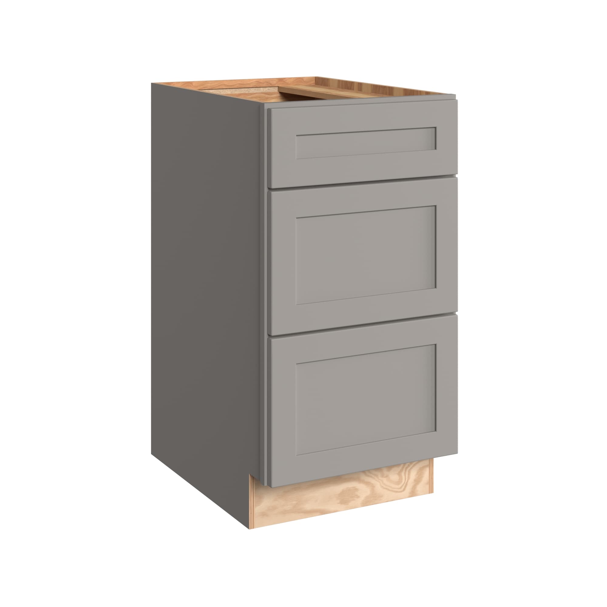 KraftMaid Momentum BD18.3G81 Deveron 18-in W x 34.5-in H x 24-in D Pebble Grey 3 -Drawers Drawer Base Fully assembled Plywood Cabinet (Recessed Panel Shaker)
