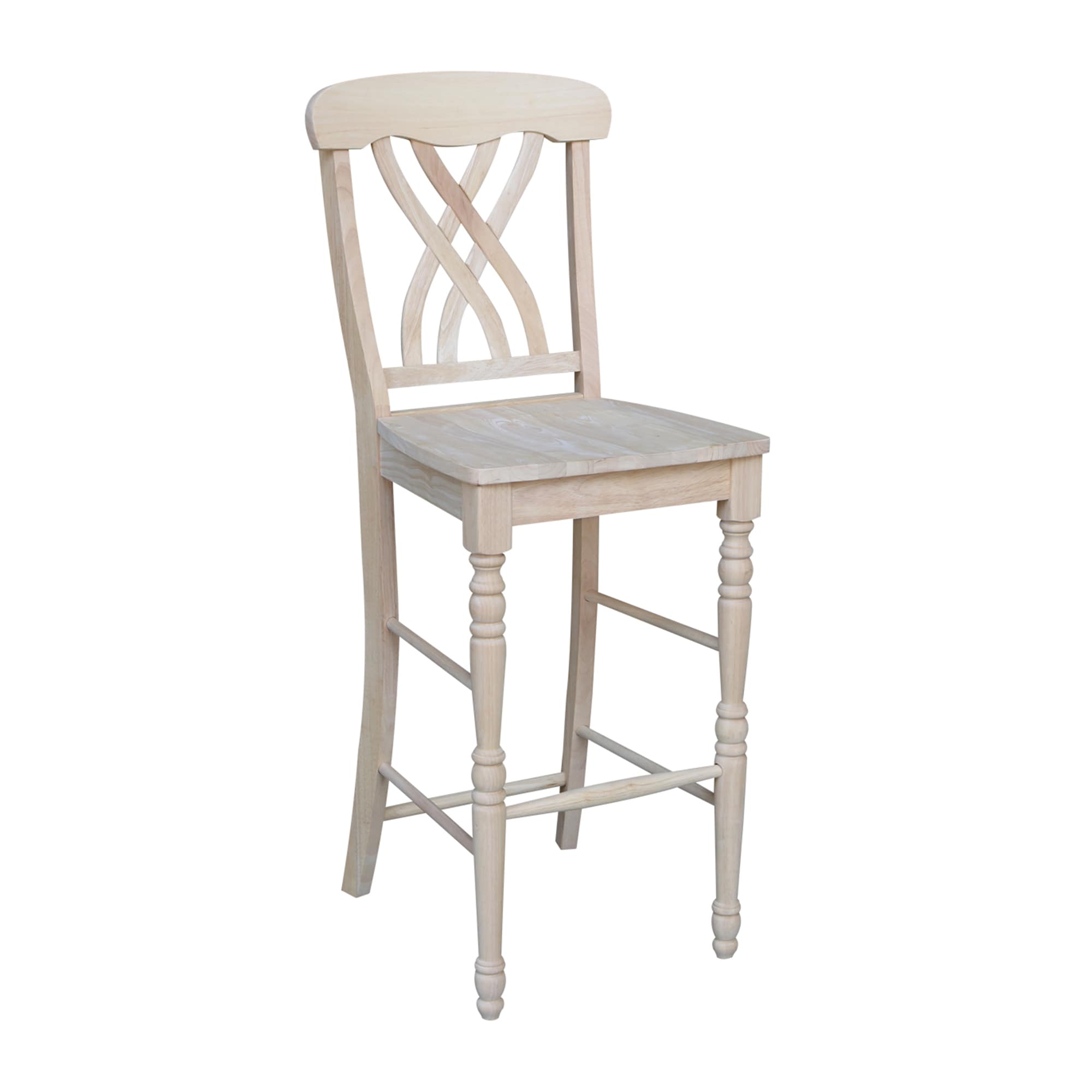 Traditional Parawood 30" Latticeback Bar Stool in Warm Brown