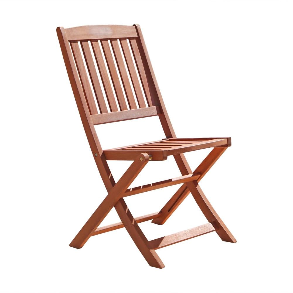 Malibu Set of 2 Red Tan Wood Frame Stationary Balcony Chair(s) with Slat Seat | - VIFAH V04