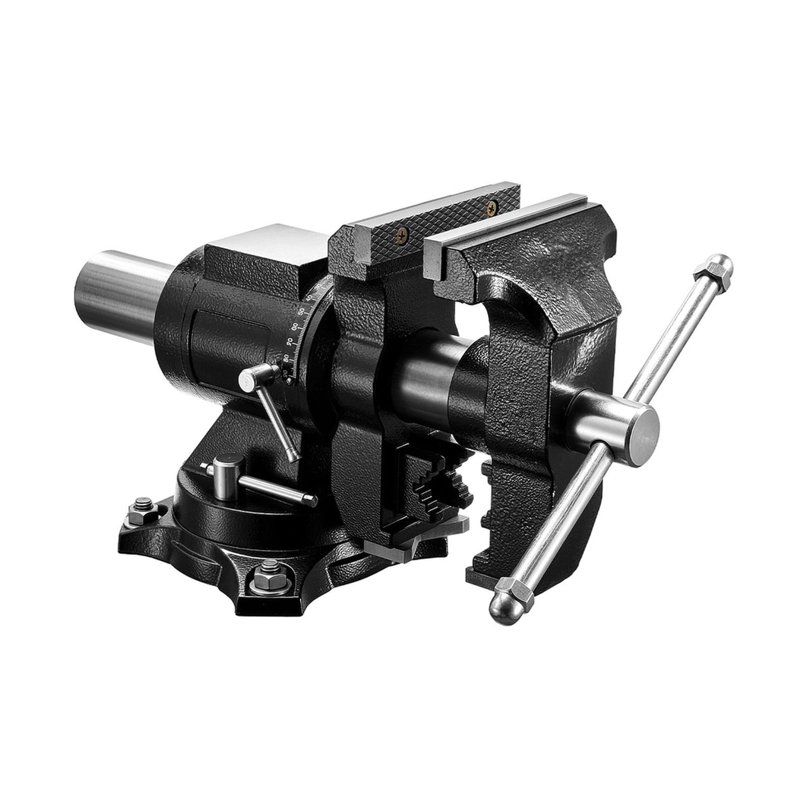 GIVIMO Heavy Duty Bench Vise 5.5-in Jaw Width with 360-Degree Locking Swivel Base and Head 5-in Jaw Opening 2.76-in Throat Depth Ductile Iron for Drilling and Pipe Cutting #LW038GIVSS1763