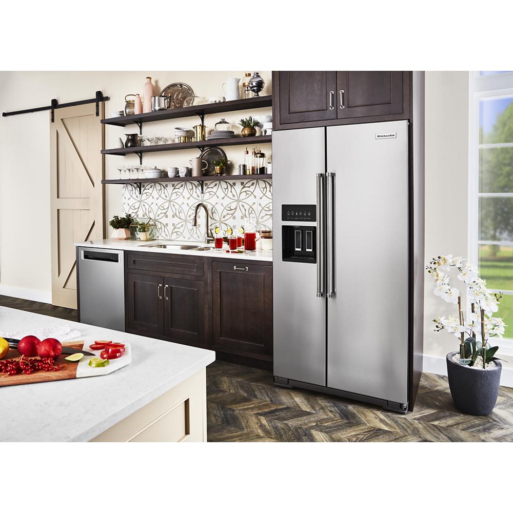 KitchenAid Counter-depth 22.6-cu ft Side-by-Side Refrigerator with Ice  Maker (Stainless Steel with Printshield Finish) in the Side-by-Side  Refrigerators department at