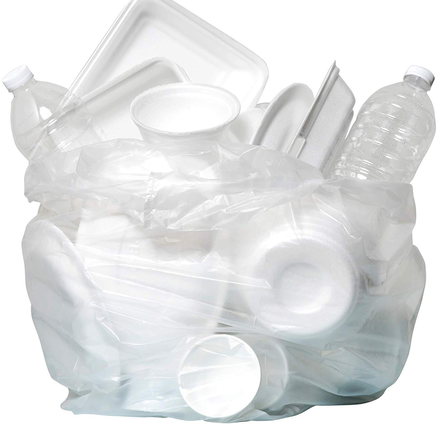 Aluf Plastics 21 gal. 1 Mil White Trash Bags 28 in. x 34 in. Pack of 45 for Bathroom, Bedroom, Office and Kitchen