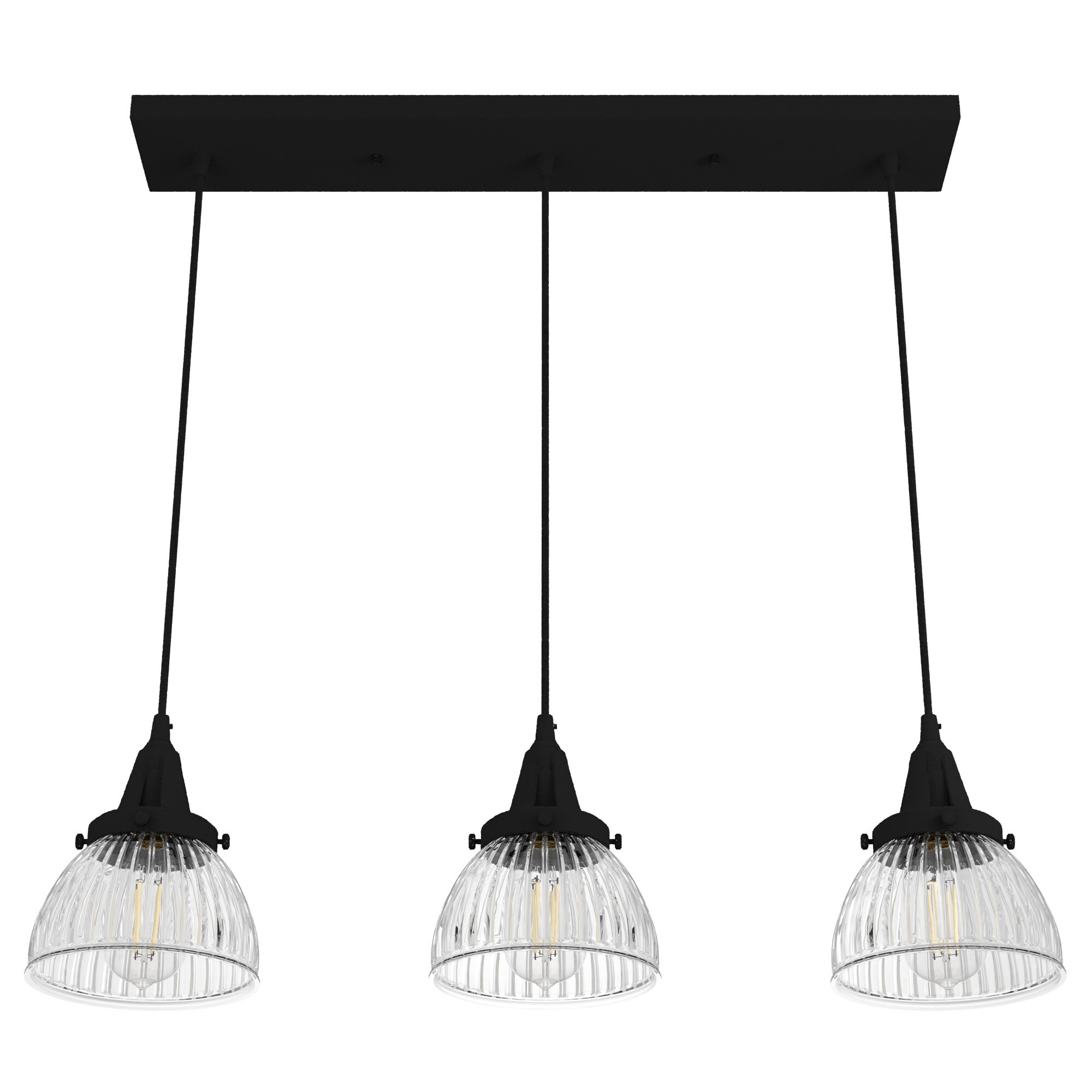 Cypress Grove Natural Iron 3-Light Fluted Glass Cluster Pendant