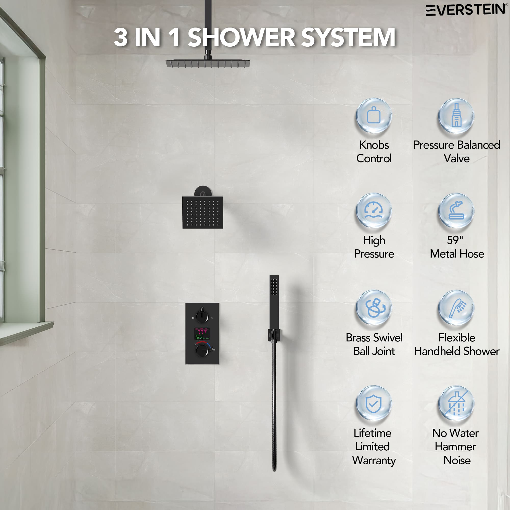 EVERSTEIN SFS-1033-BK12 Tub-Shower-Faucets - View #2