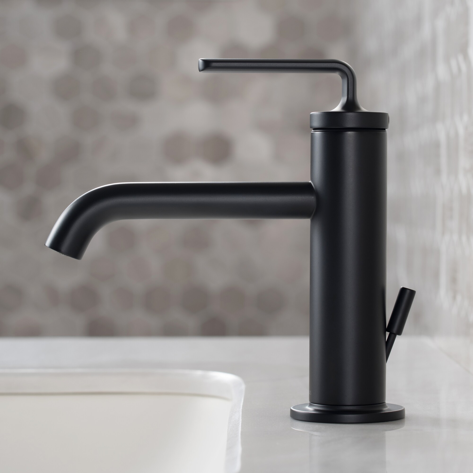 Kraus Matte Black 1-handle Single Hole WaterSense Low-arc Bathroom Sink ...