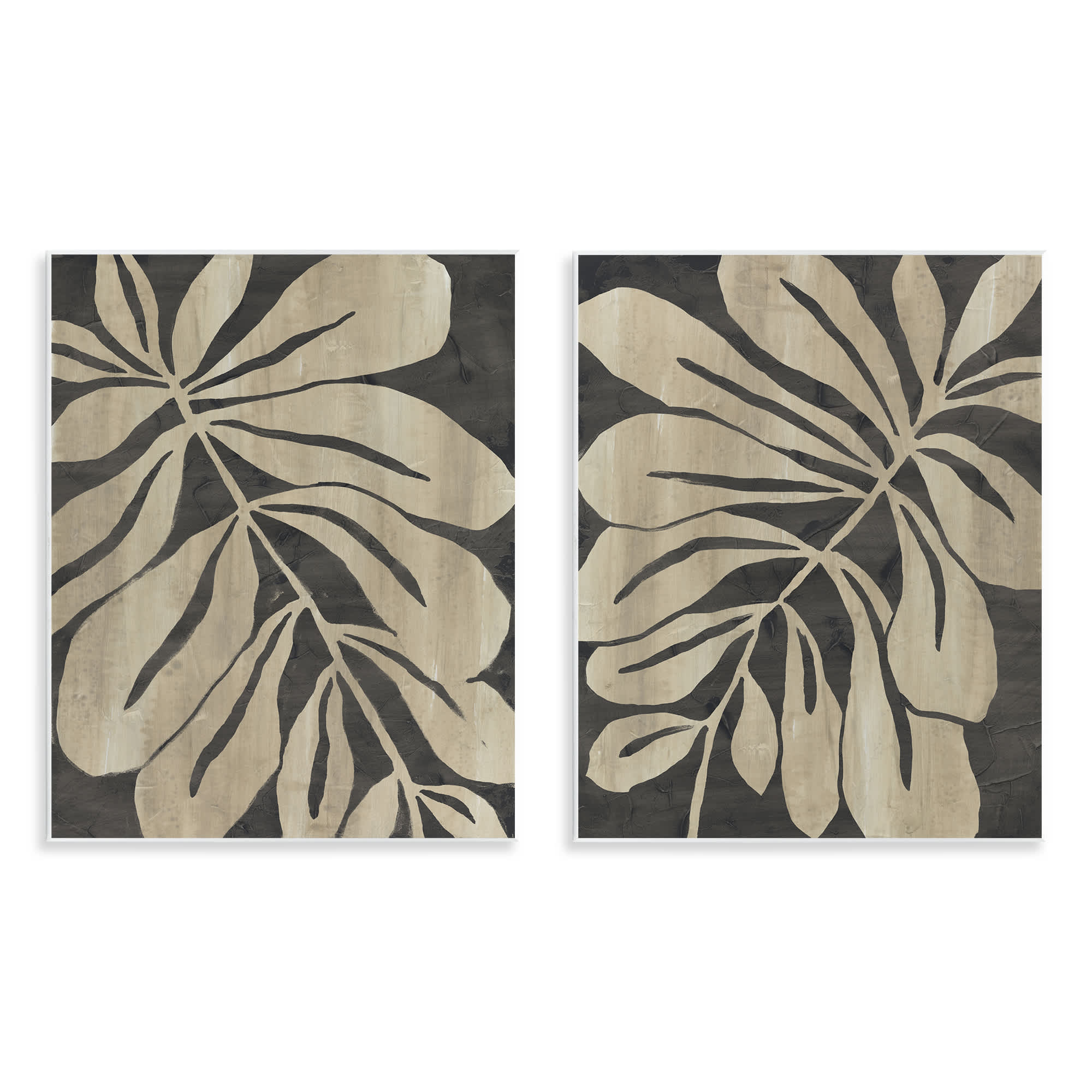Stupell Industries B2-761-WD-2PC-11X14 Rustic Curved Leaves 2 Piece Wall Plaque Art Set By June Erica Vess 11 x 14