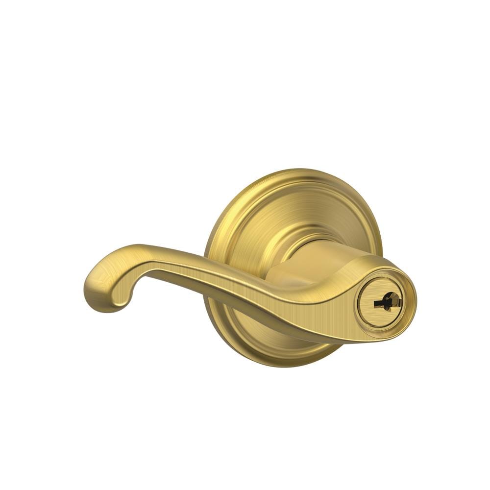 Schlage F51AFLA608 F Series Satin Brass Interior/Exterior Keyed entry Door Handle