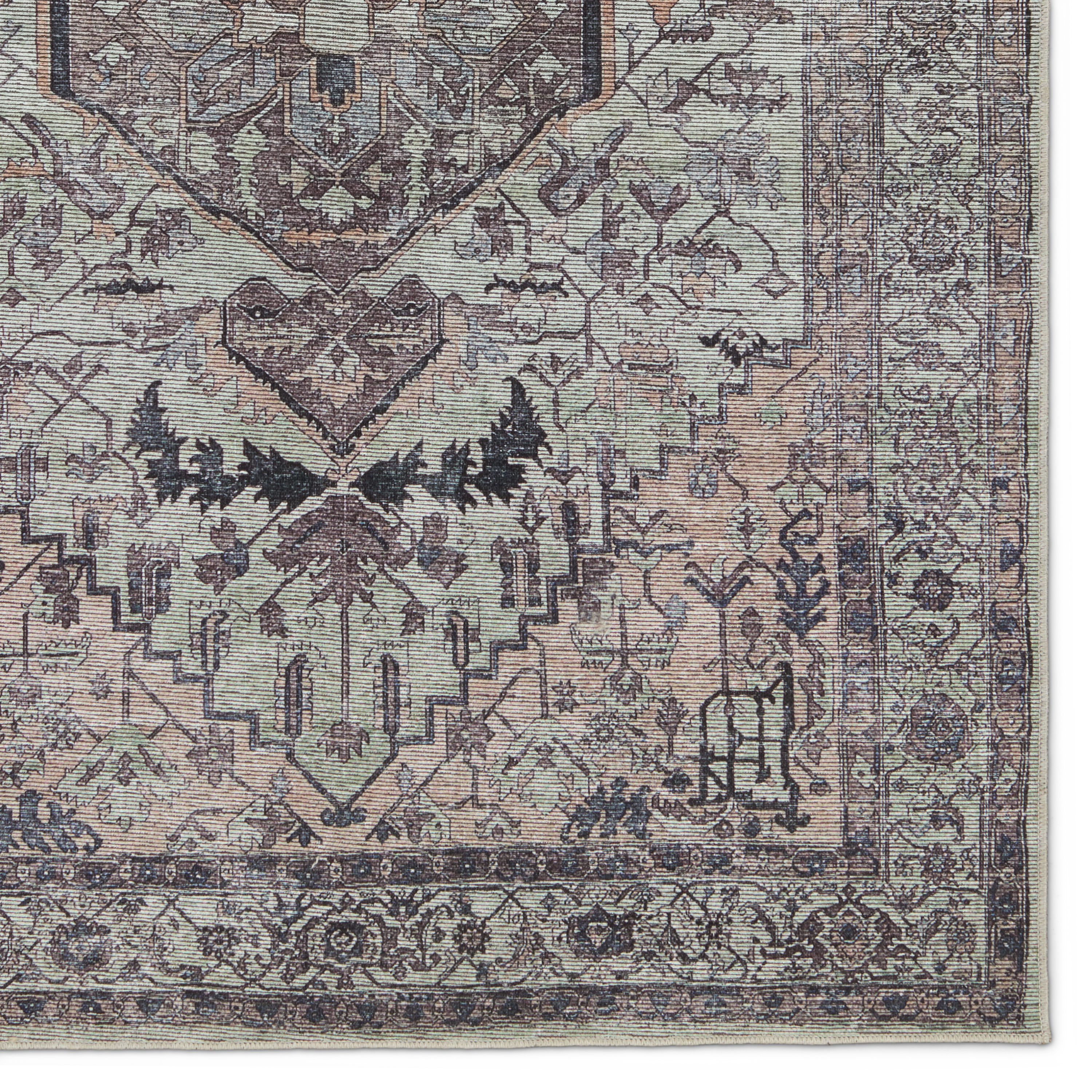Gray Medallion 10' x 14' Washable Reversible Cotton Rug