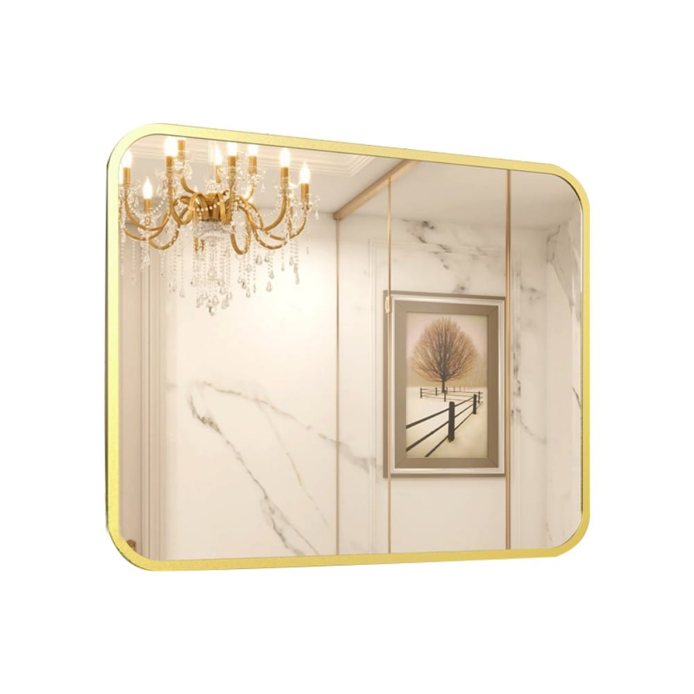 CALVON 40-in W x 32-in H Rectangle Gold Framed Wall Mirror