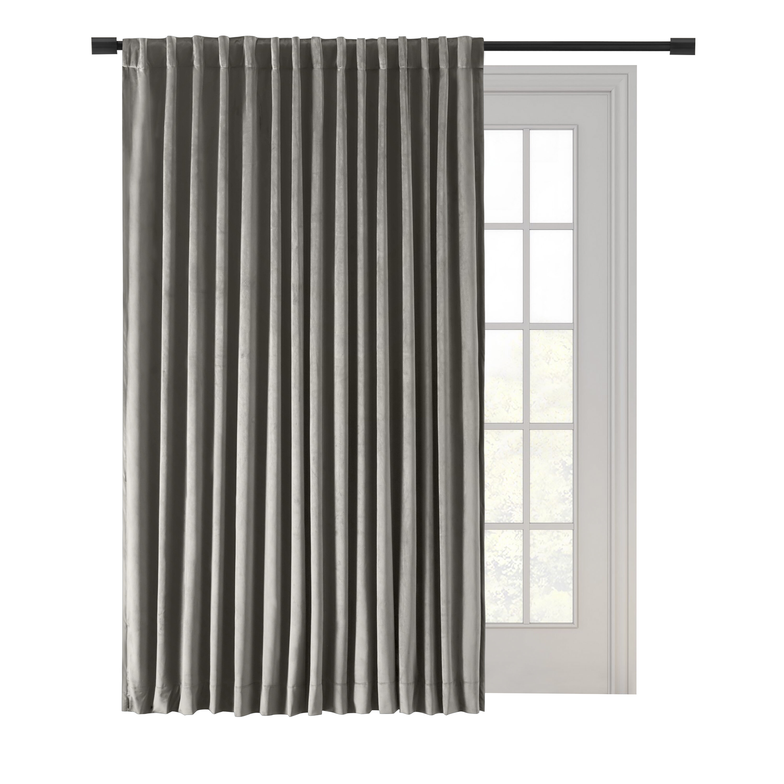 Ricardo Trading 02585-70-484-10 84-in Slate grey Blackout Standard lined Back tab Single curtain panel