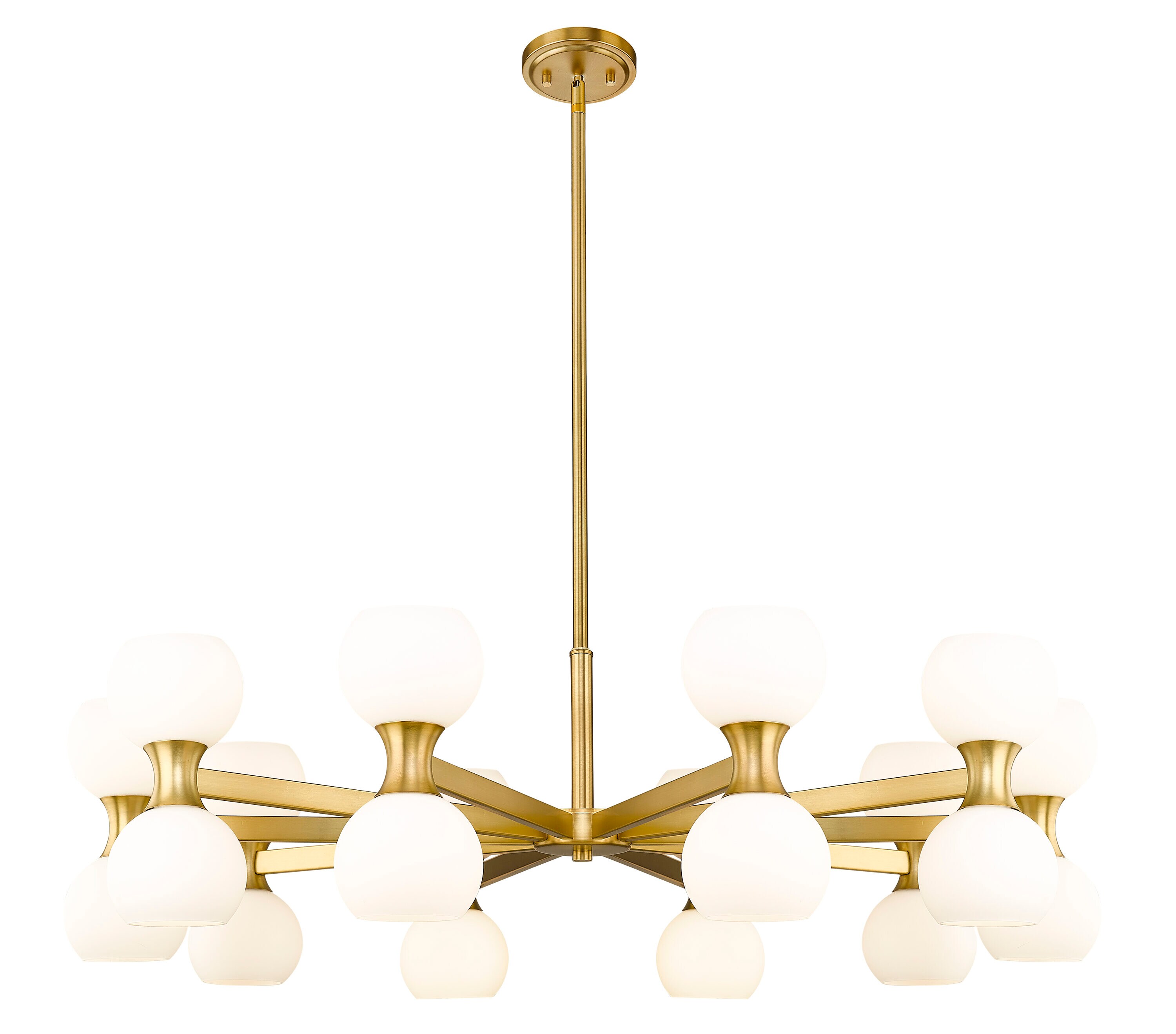 Artemis 42'' Gold Chandelier with Opal Glass Shades