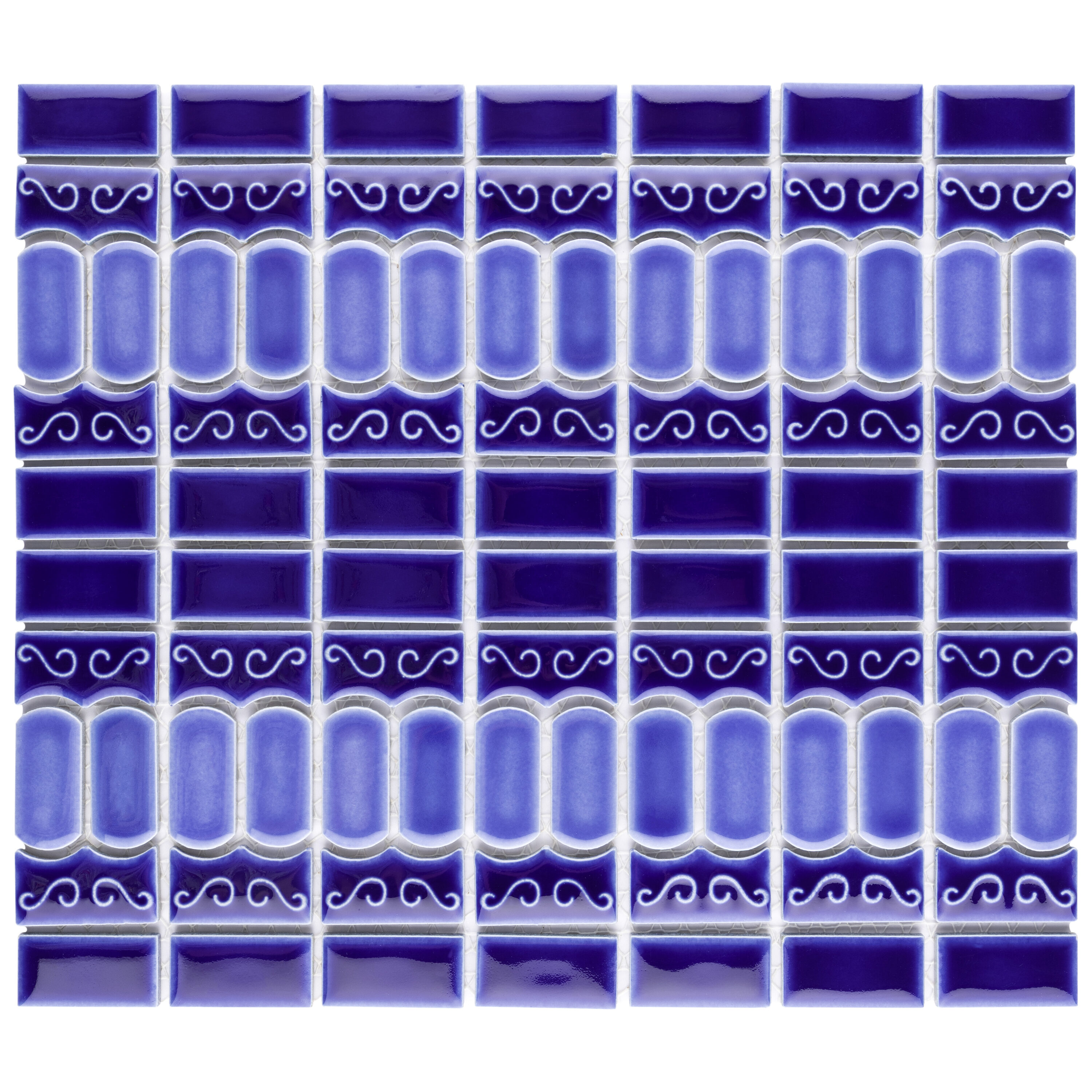 Affinity Tile S1FKOMOD43 Sample- Modena Cobalt Blue 6-in x 6-in Glossy Porcelain Patterned Floor and Wall Tile