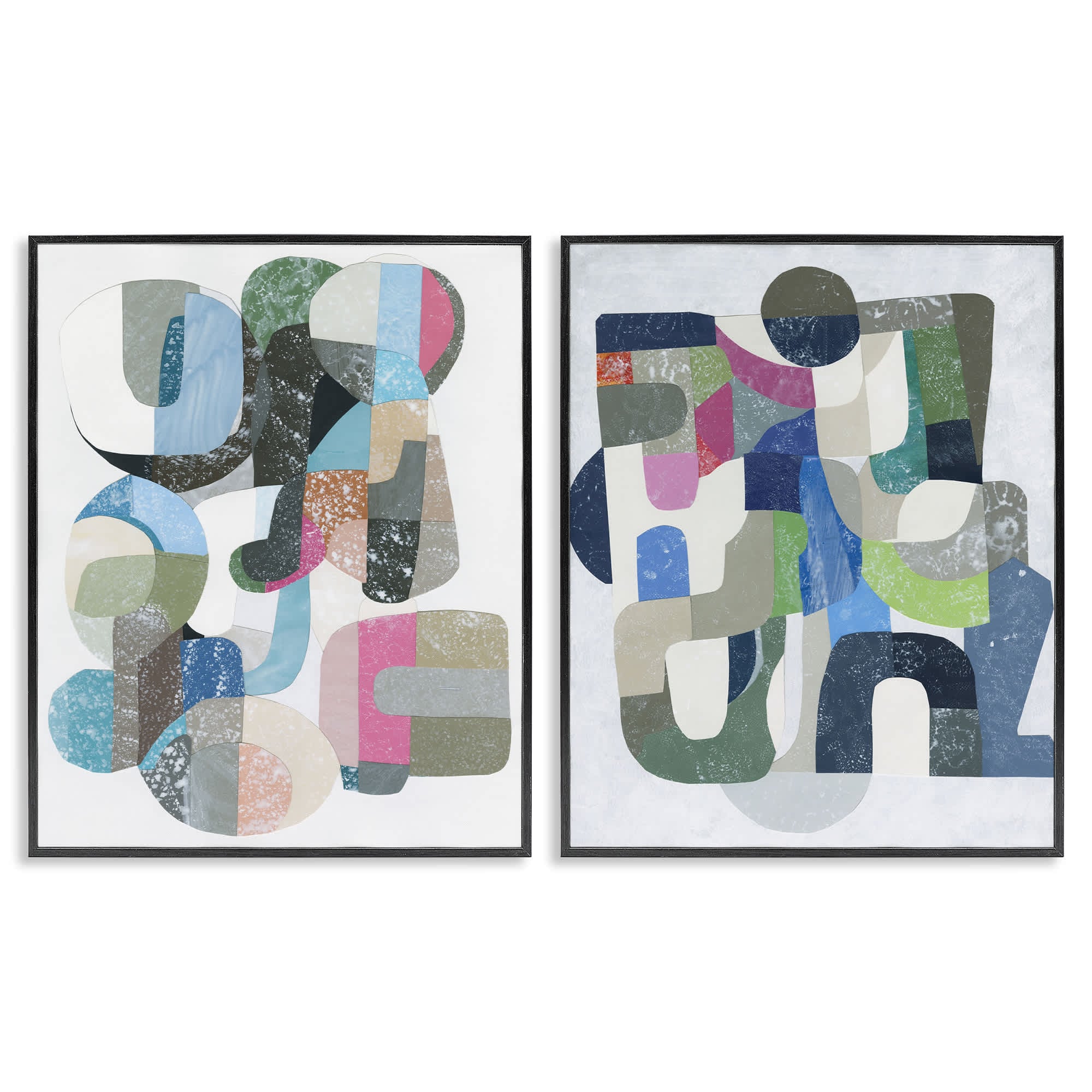 Stupell Industries B2-756-FR-2PC-24X30 Retro Pastel Geometrics 2pc Framed Giclee Set design by Coco Good