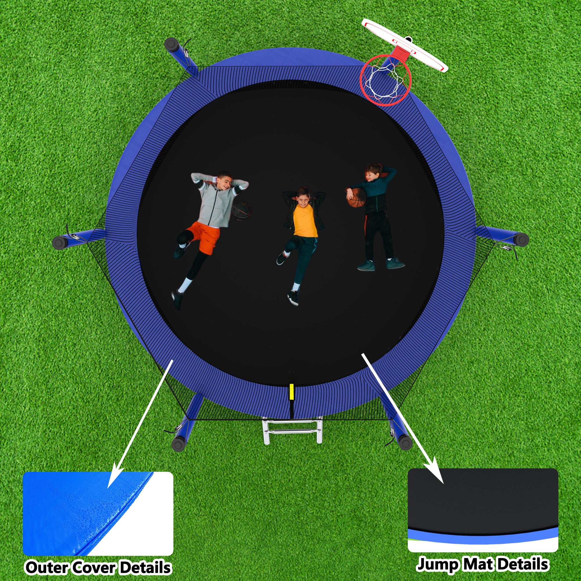 Kahomvis Trampoline 10-ft Round Backyard in Blue MERS-QPH2-163 at Lowes.com