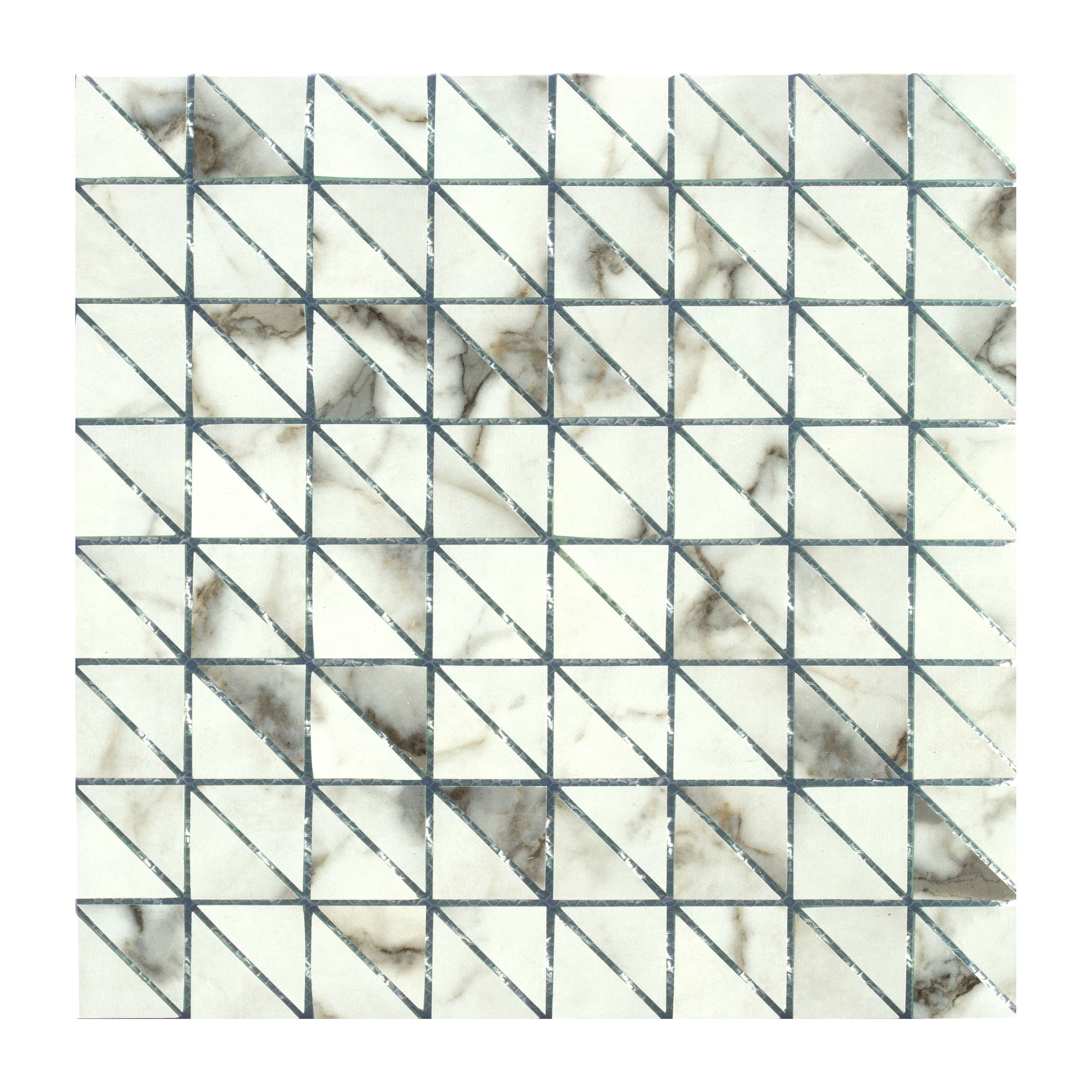 Abolos LWSMSCTSQ-BC Musico White 12-in x 12-in Matte Glass Marble look Mosaic Wall Tile ( 10.8-sq ft Carton
