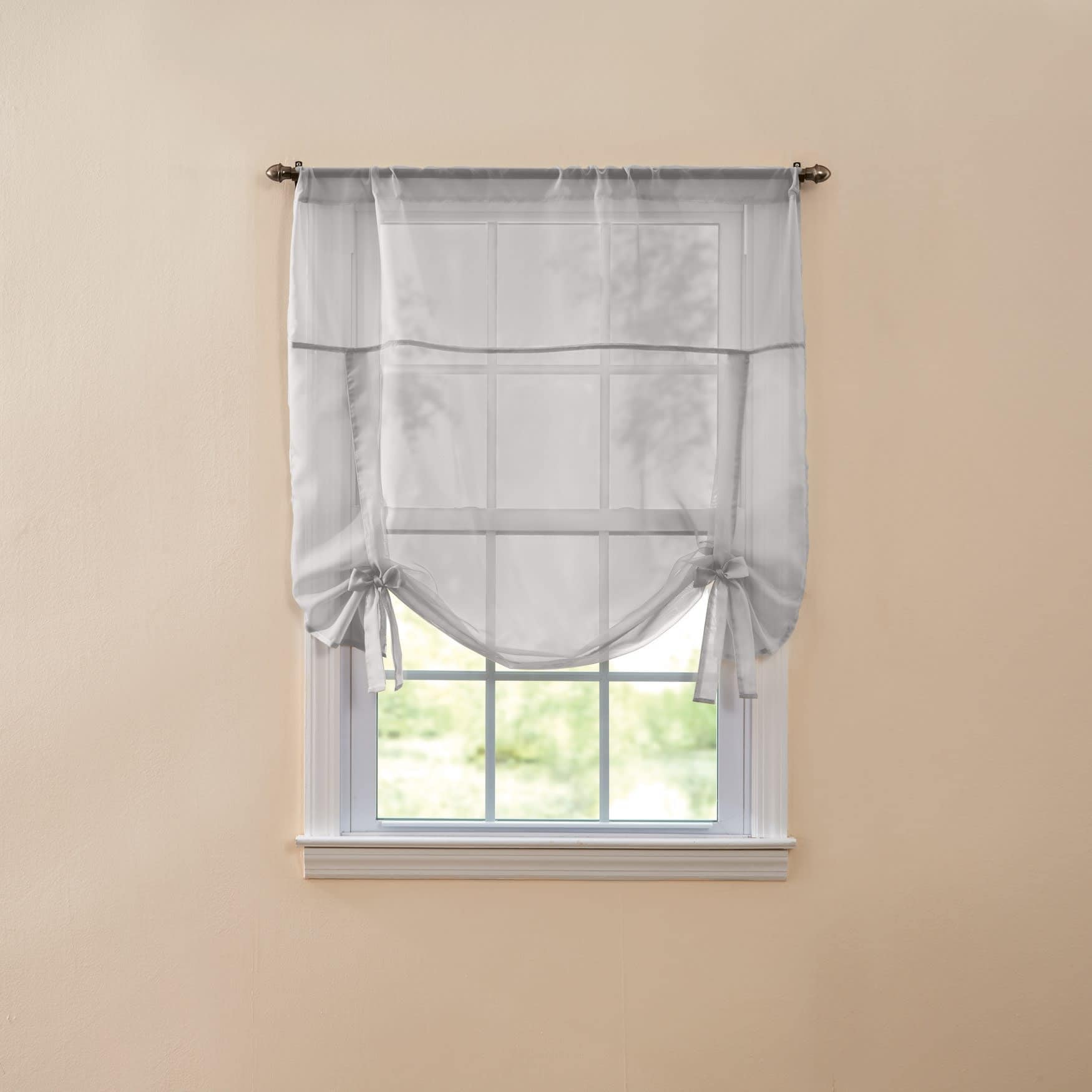 BrylaneHome 196438772142 BH Studio Sheer Voile Tie-Up Shade