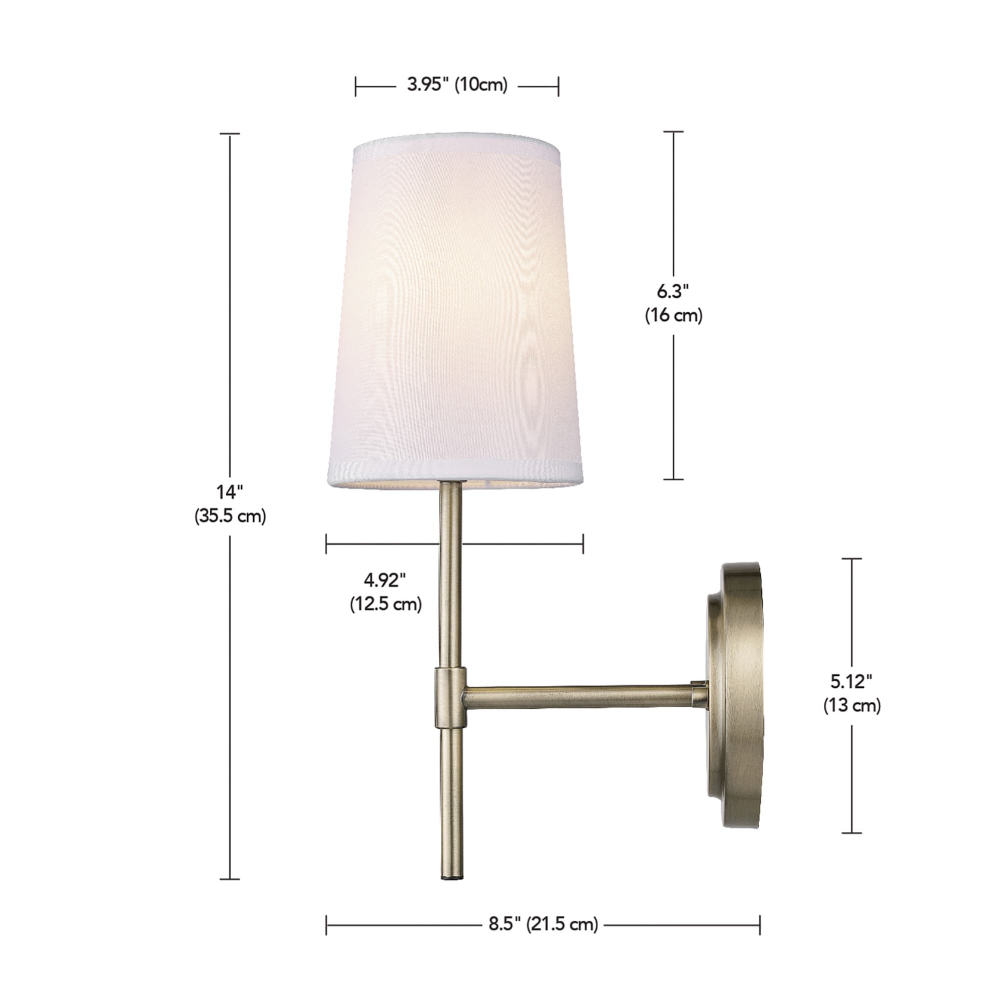 Clarissa Matte Brass Vintage Lantern Wall Sconce with White Shade