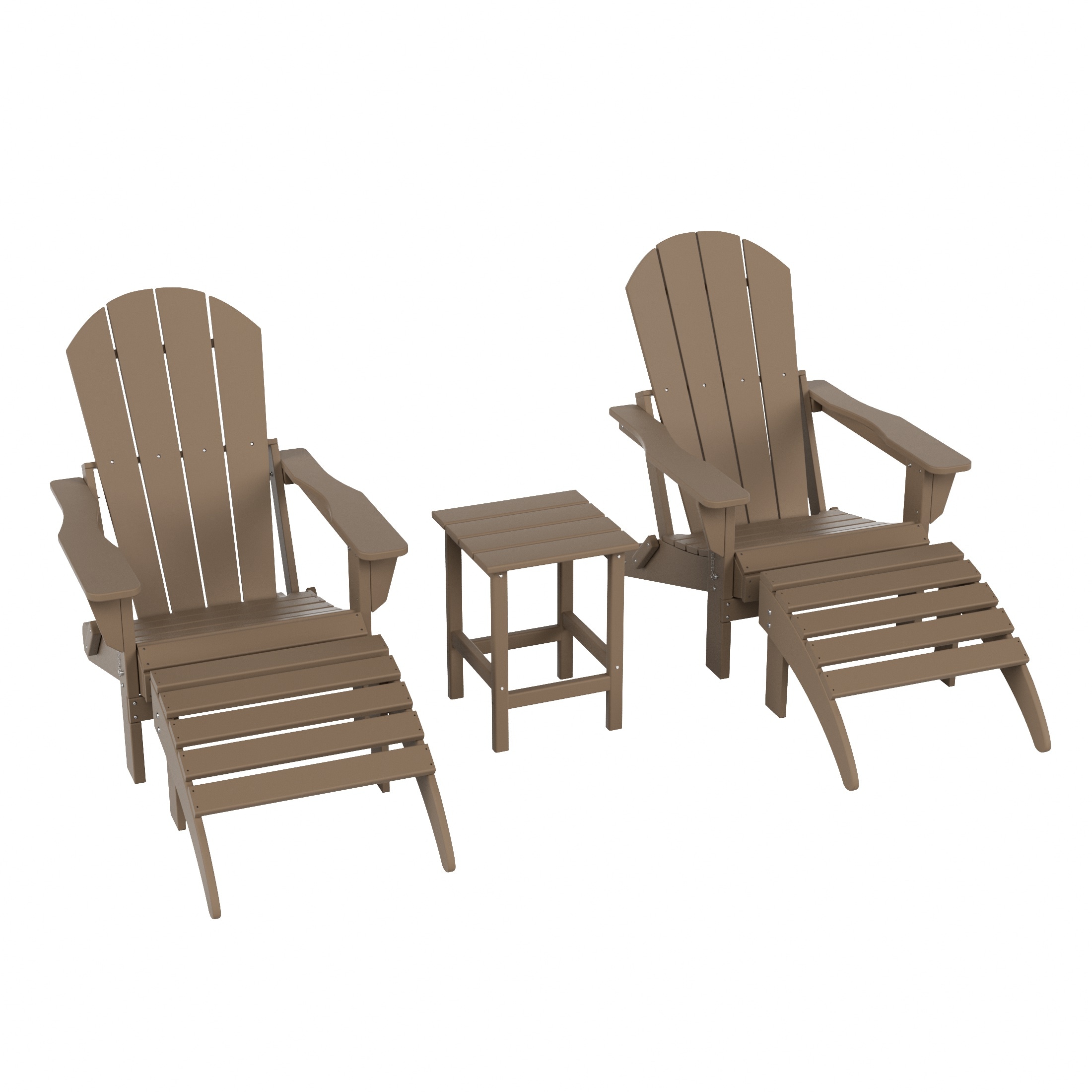 Westin Furniture 2001AOC-WW2 Laguna Set of 2 Weathered Wood HDPE Frame Stationary Adirondack Chair with Slat Seat