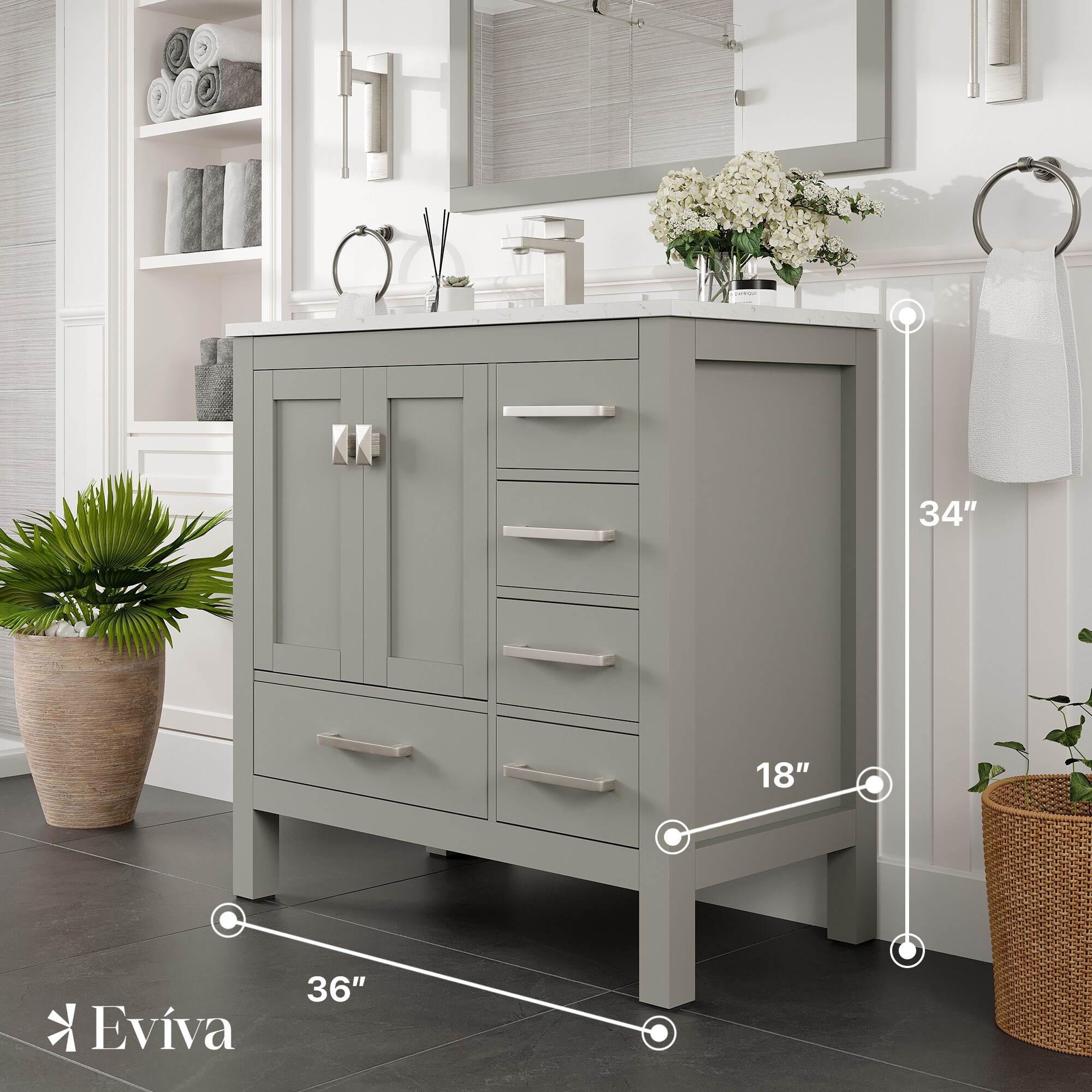 Eviva TVN414-36X18GR-Q Bath-Vanity-Combo - View #2