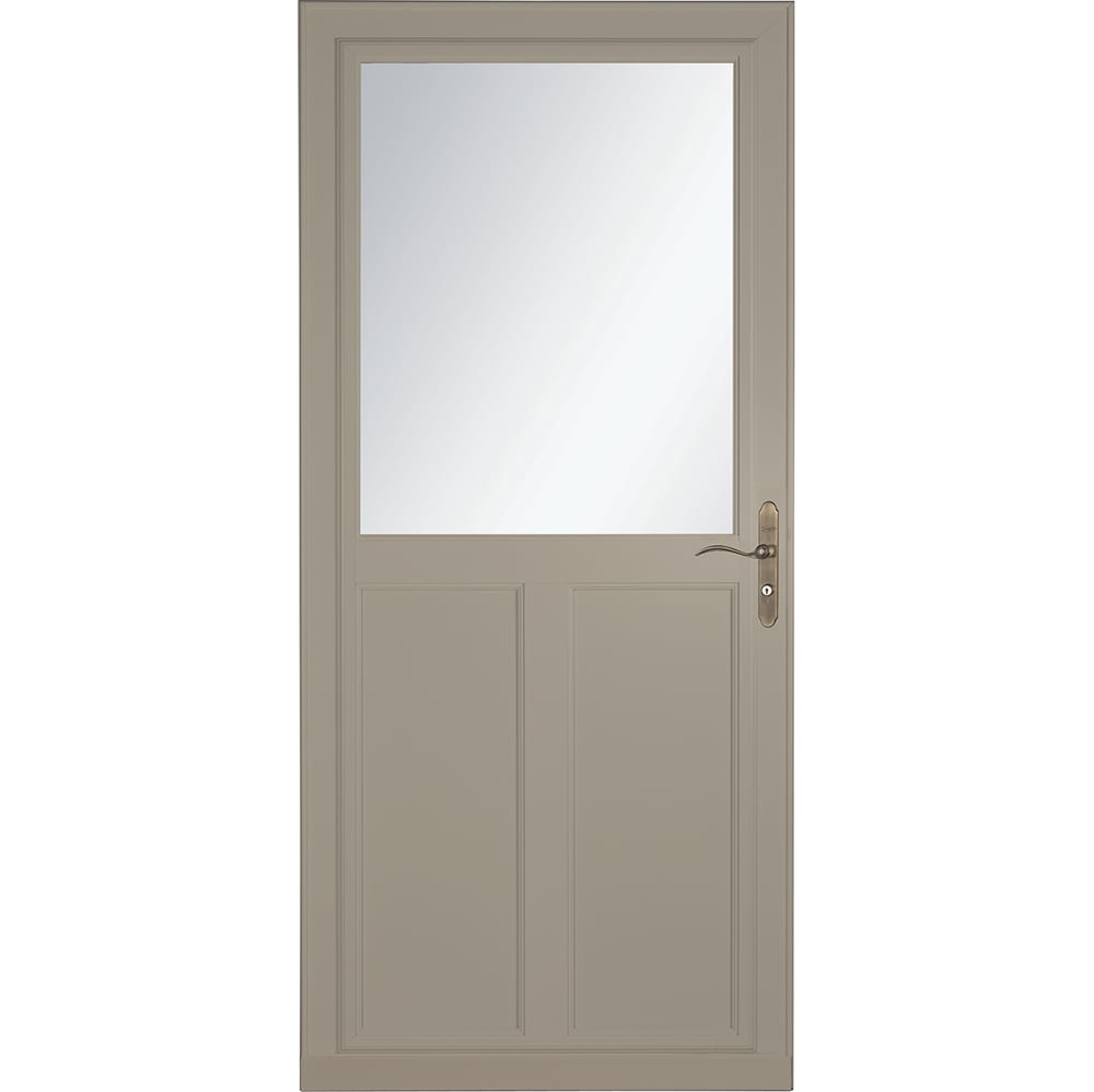 Tradewinds Selection 32-in x 81-in Sandstone High-view Retractable Screen Aluminum Storm Door with Antique Brass Handle in Brown | - LARSON 1460809120