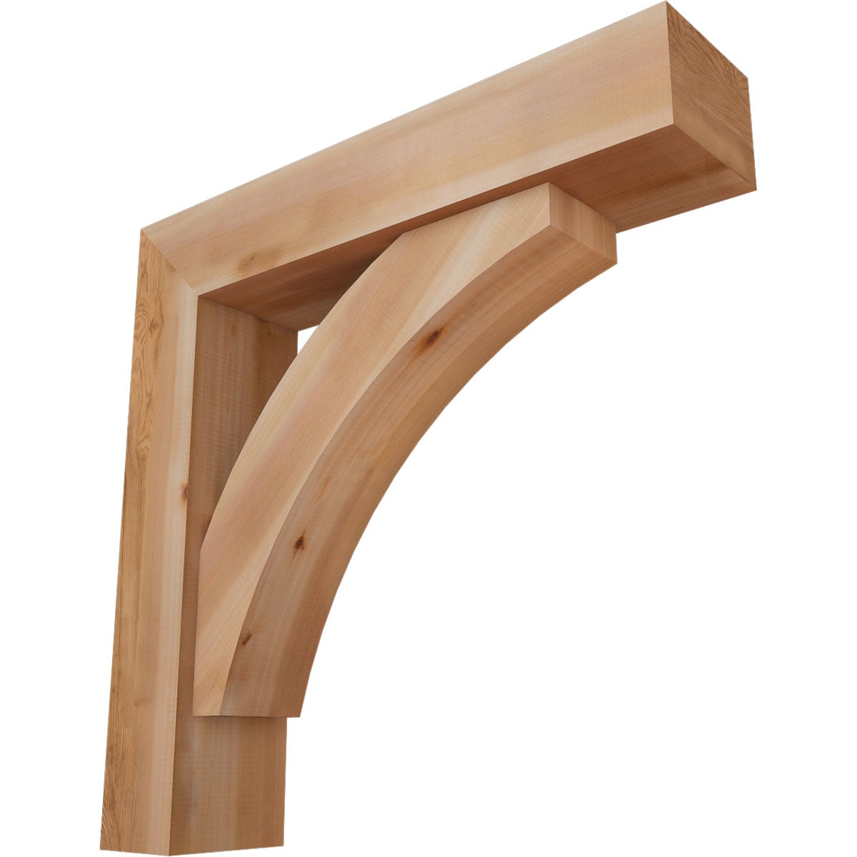 Ekena Millwork 1463993 Thorton Block Smooth Bracket with Offset Brace 7-1/2-in x 34-in x 34-in Western red cedar Brown Wood Standard bracket