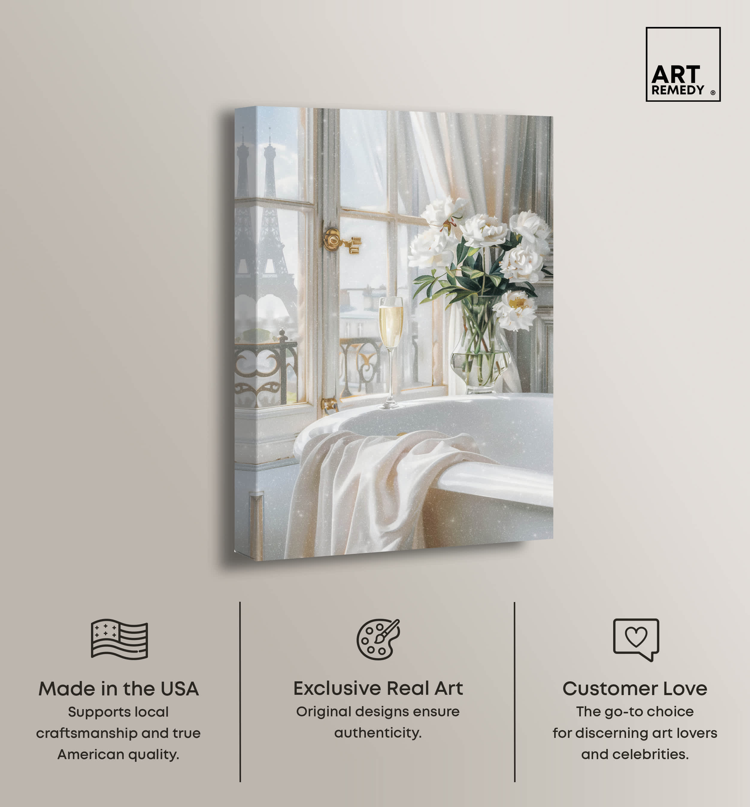 Art Remedy Ivory Bathroom in Paris Glam Print by Gallery Wrapped 16 x ...