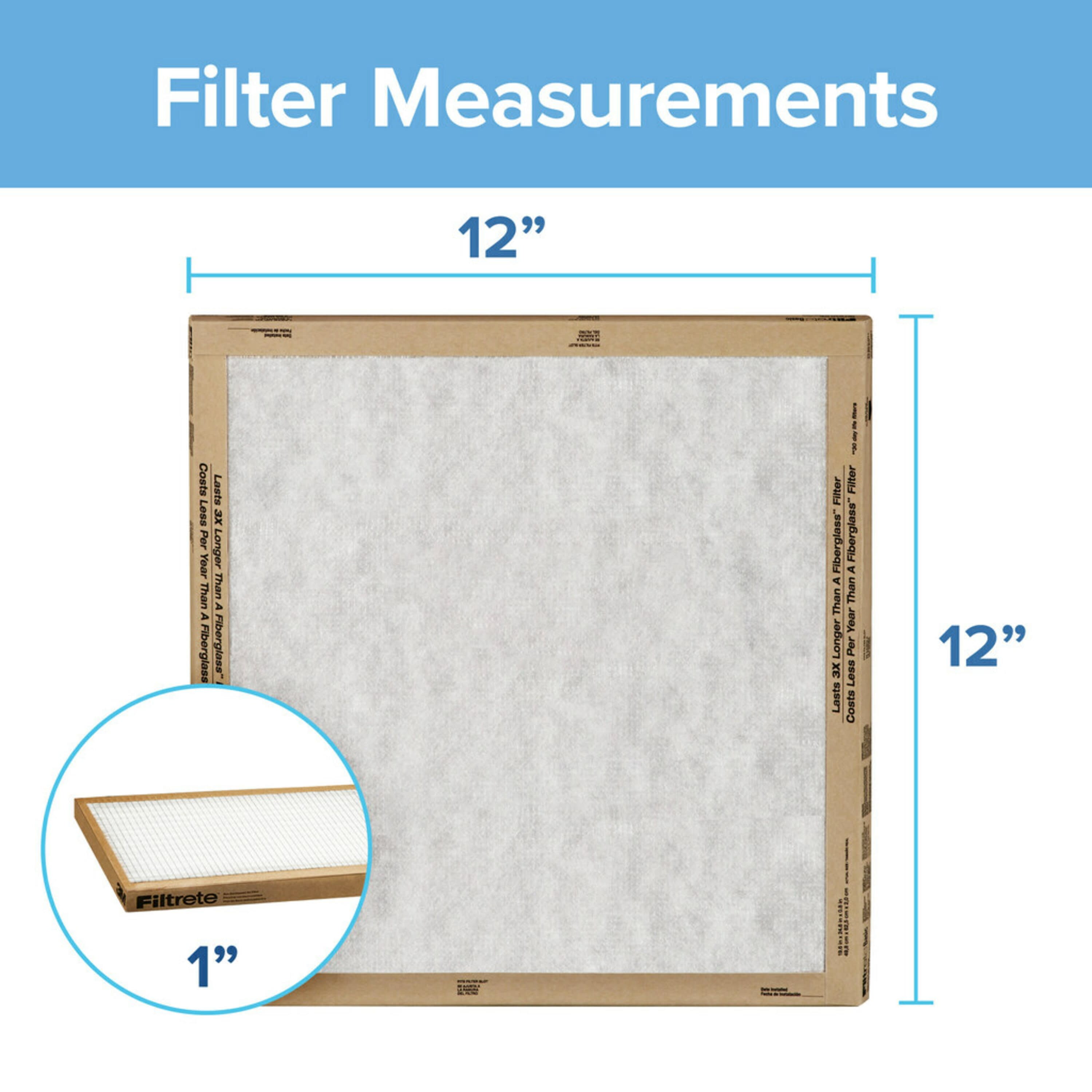 Filtrete 12-in W x 12-in L x 1-in MERV 1 Basic Flat Air Filter (2-Pack ...