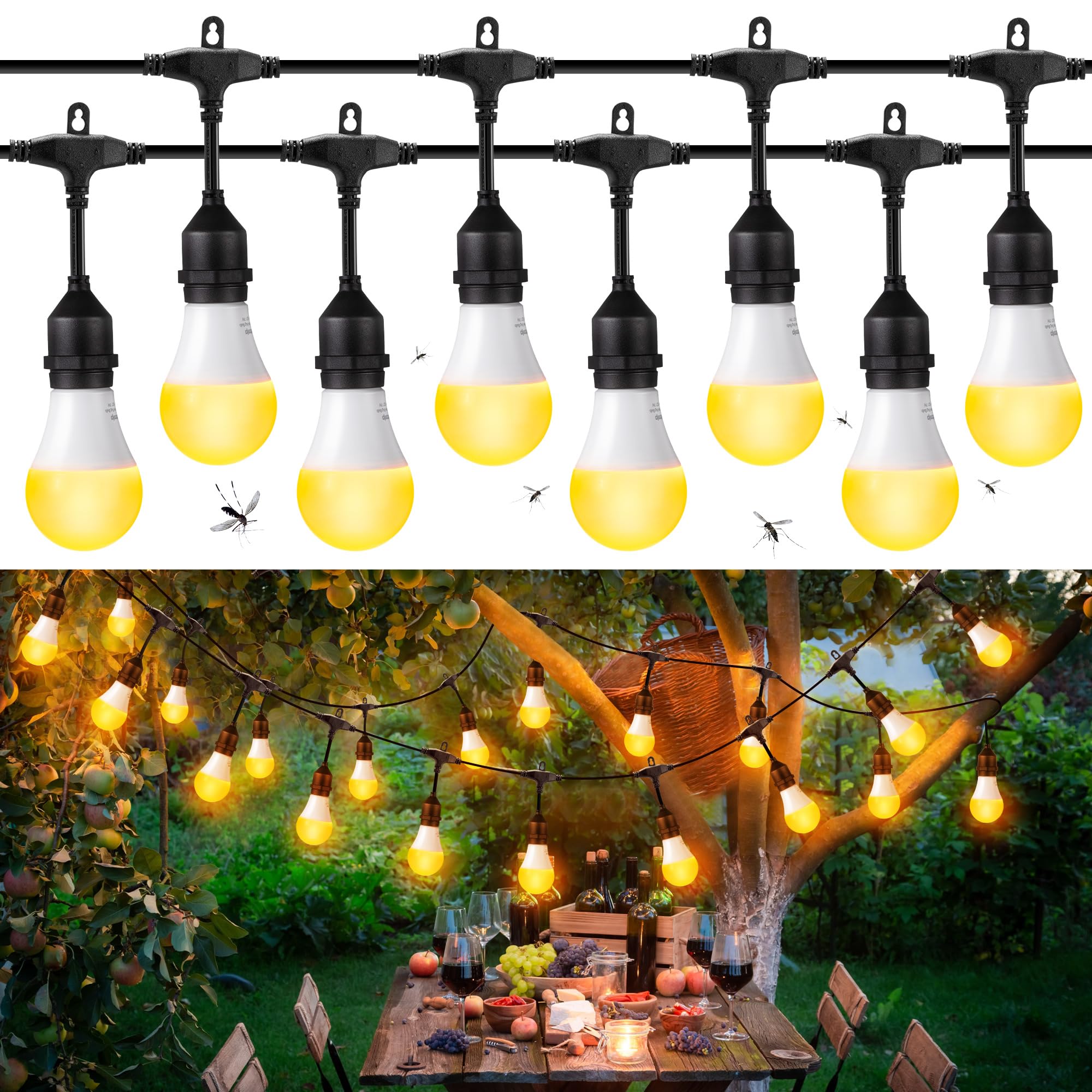 Ahfiwaso -  Mosquito Repellent LED String Light Outdoor 20 Bulb 37 ft Waterproof Energy Efficient...