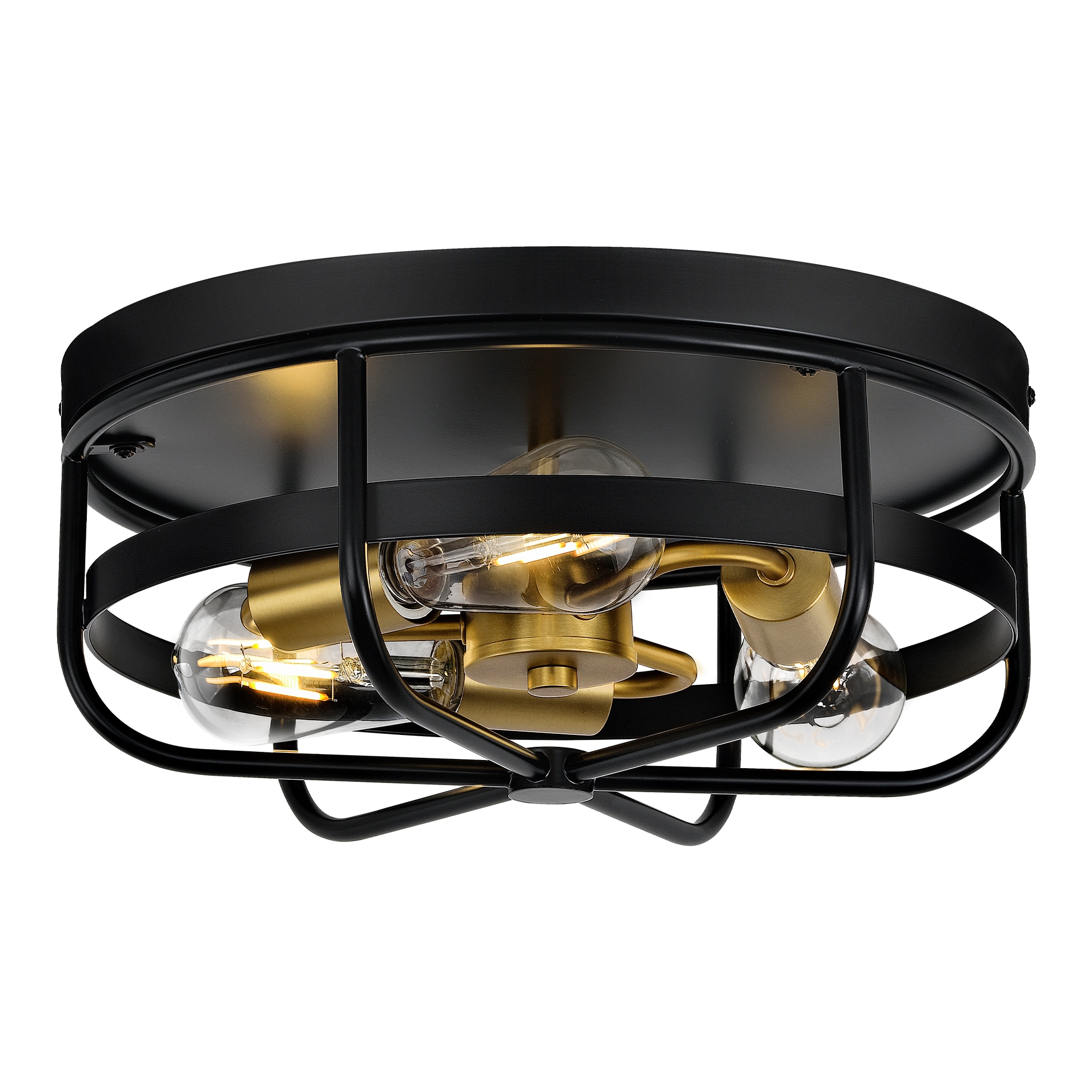 LTMATE LSC-1030-3-BK+GD JAZAVA 3 -Light 13.8-in Matte Black Flush Mount Light