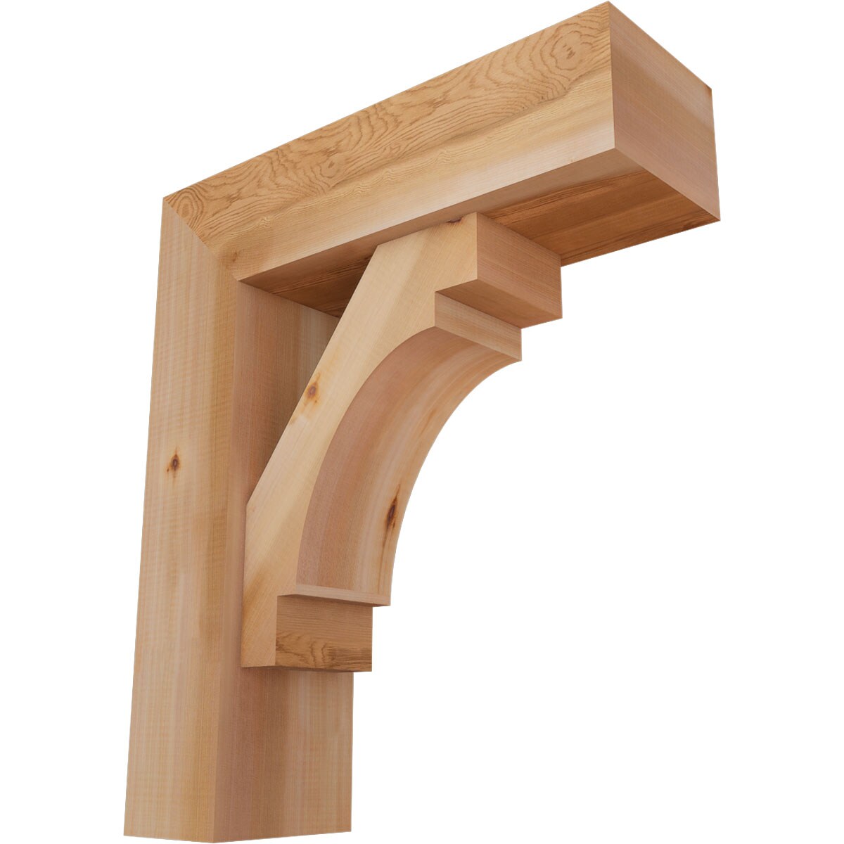 Ekena Millwork 1463175 Merced Block Smooth Bracket with Offset Brace Western Red Cedar Wood Standard Bracket