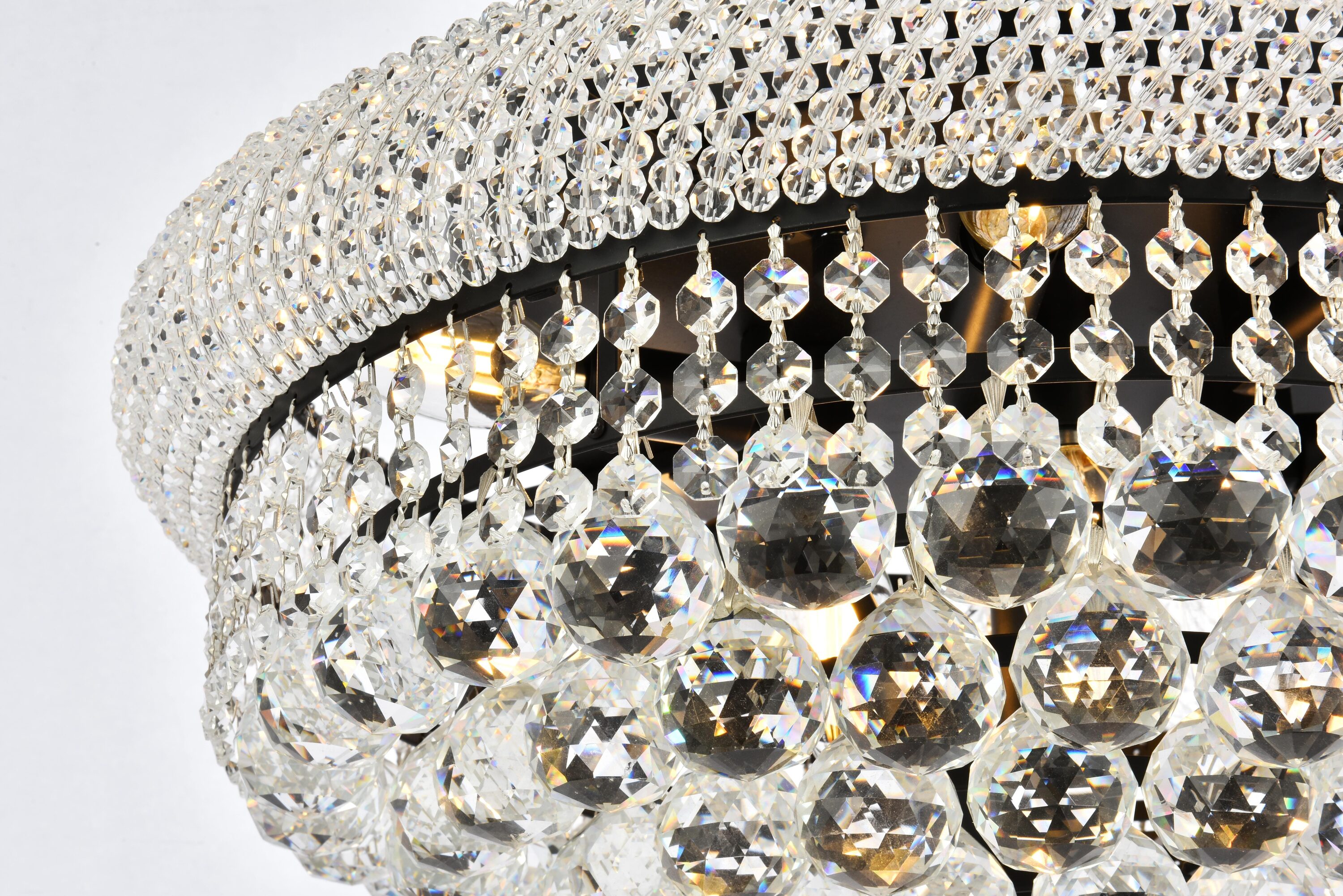 Primo Black and Clear Crystal 10-Light Flush Mount