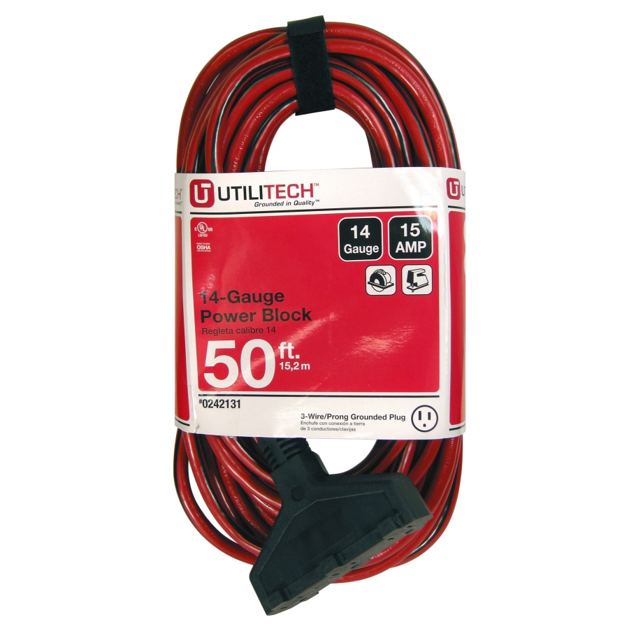 Utilitech 50-ft 14 / 3-Prong Sjtw Medium Duty General Extension Cord At ...