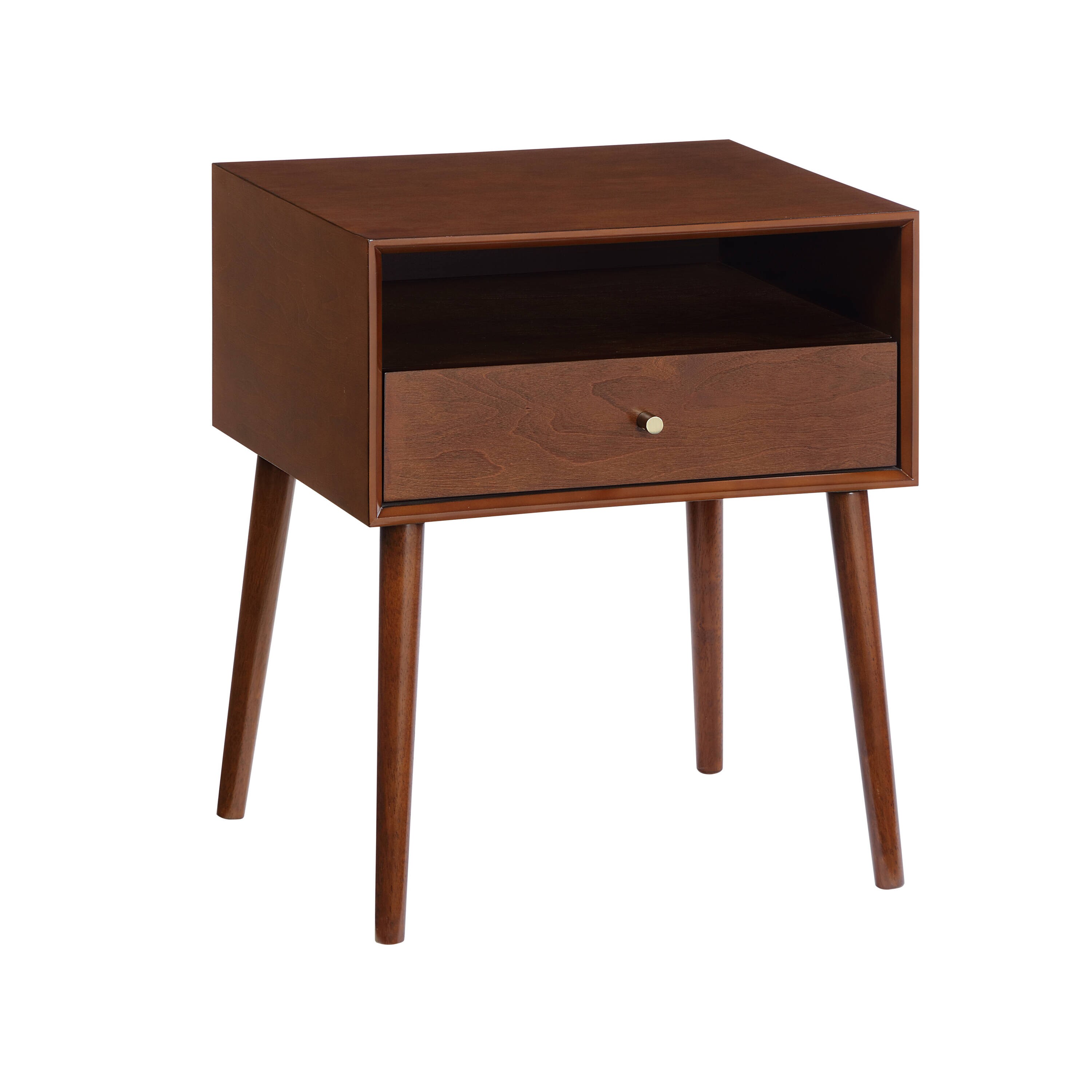 Kahomvis FB-QPN1-477 Walnut Rubberwood Nightstand