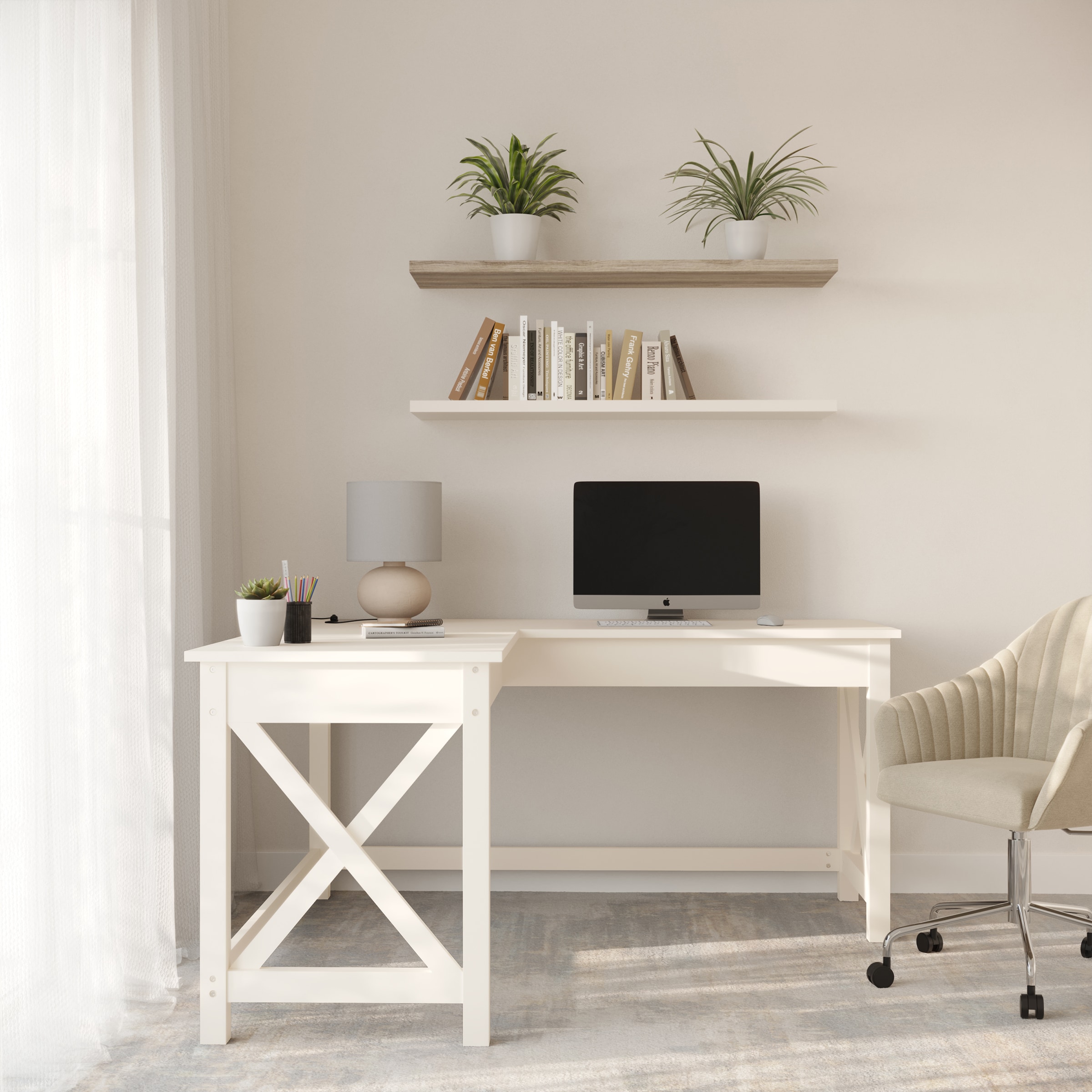 Lavish Home 80-DESK-L2-WHT desks - View #4